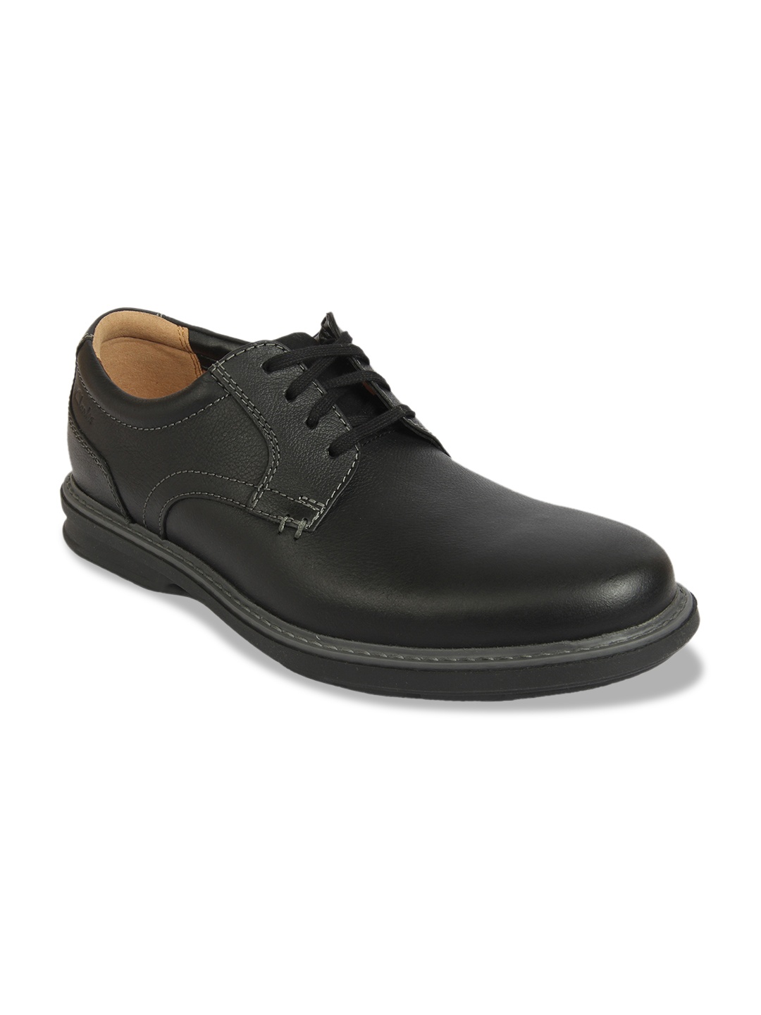

Clarks Men Black Solid Leather Formal Derbys