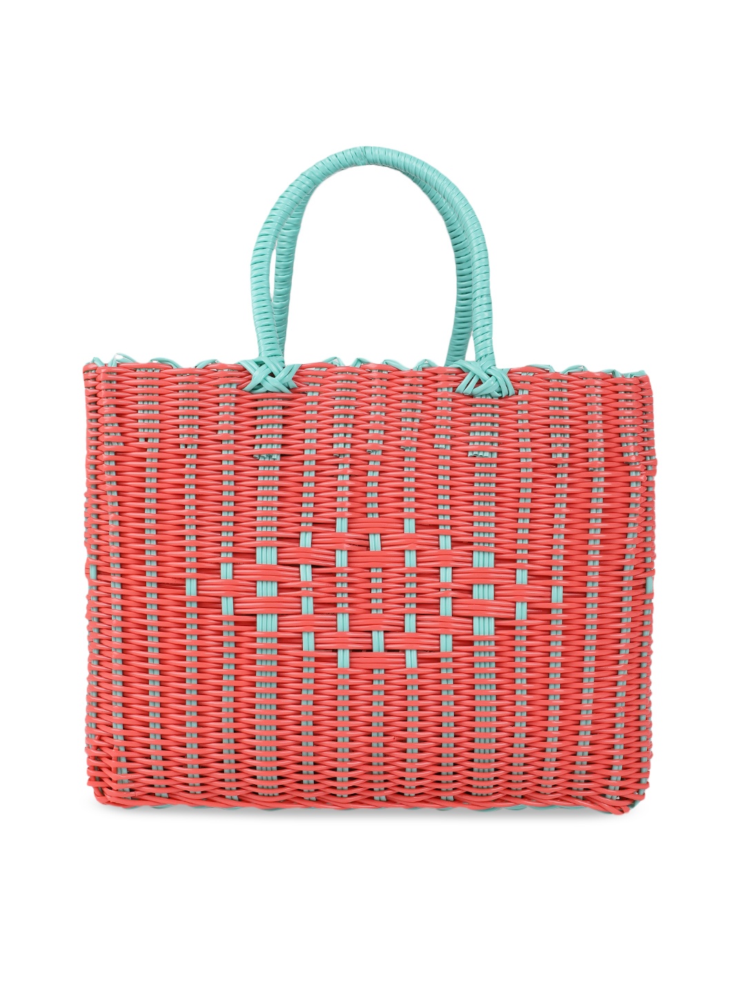 

Chumbak Red & Blue Self Design Tote Bag