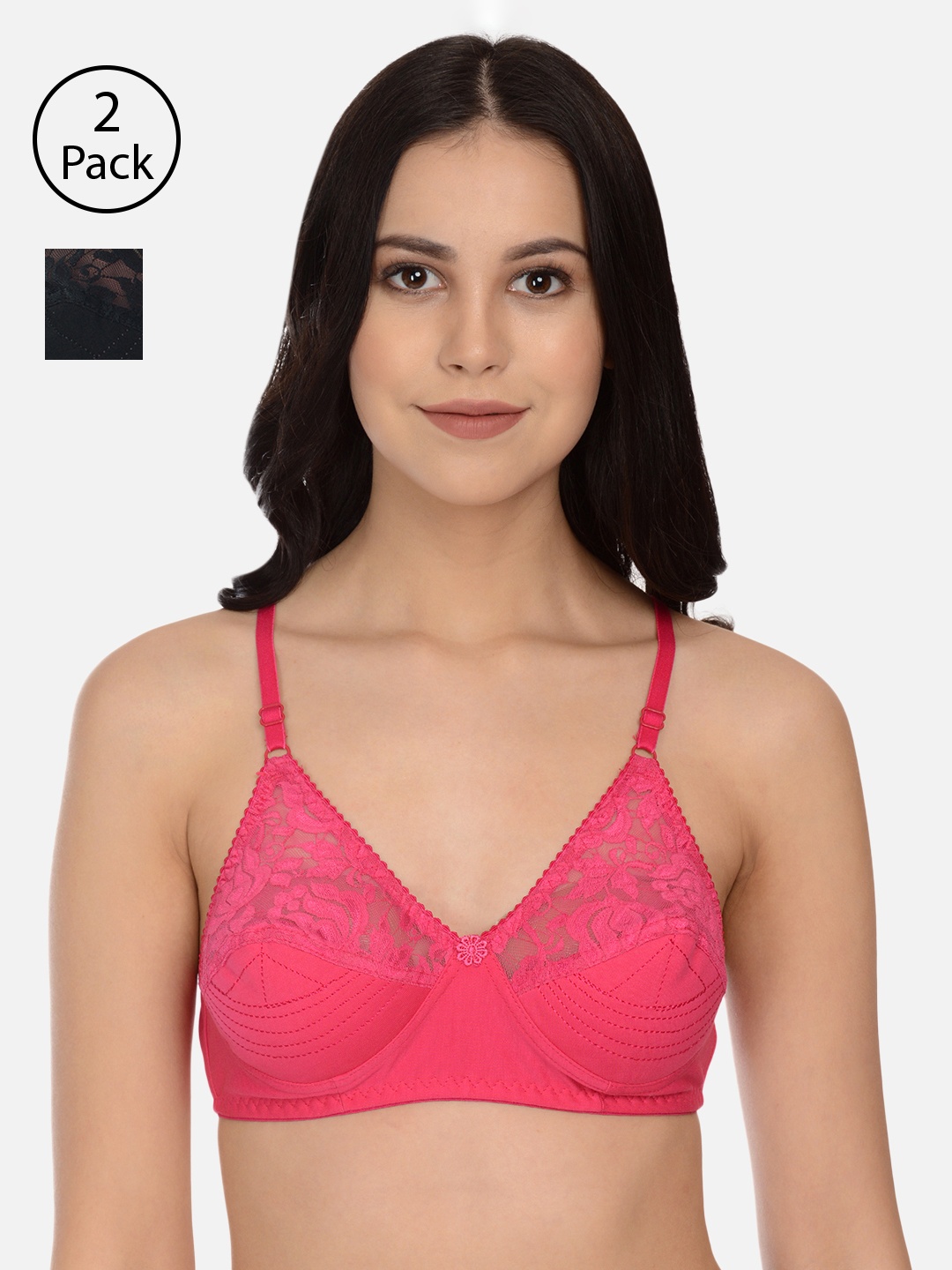 

mod & shy Pack of 2 Assorted Lace Non-Wired Non Padded Everyday Bras MS0853