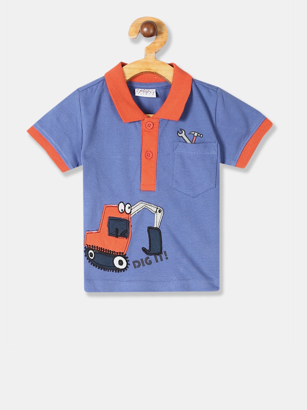 

Donuts Boys Blue Printed Polo Collar Pure Cotton T-shirt