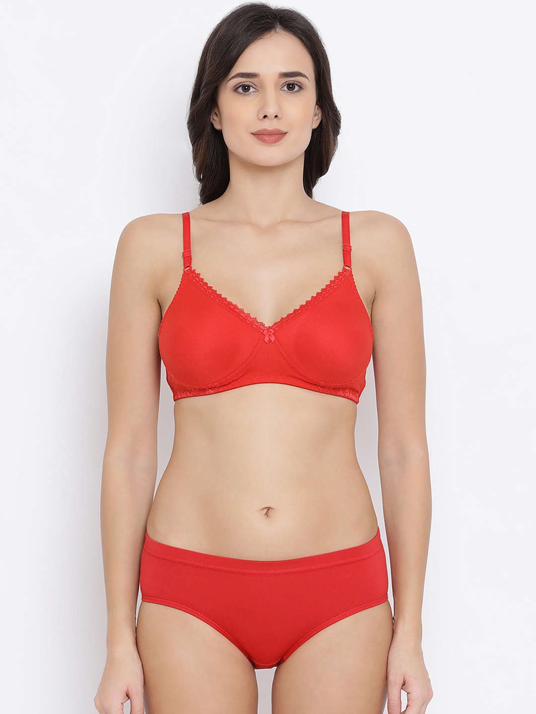 

Clovia Women Red Solid Lingerie Set COMBBP91532B