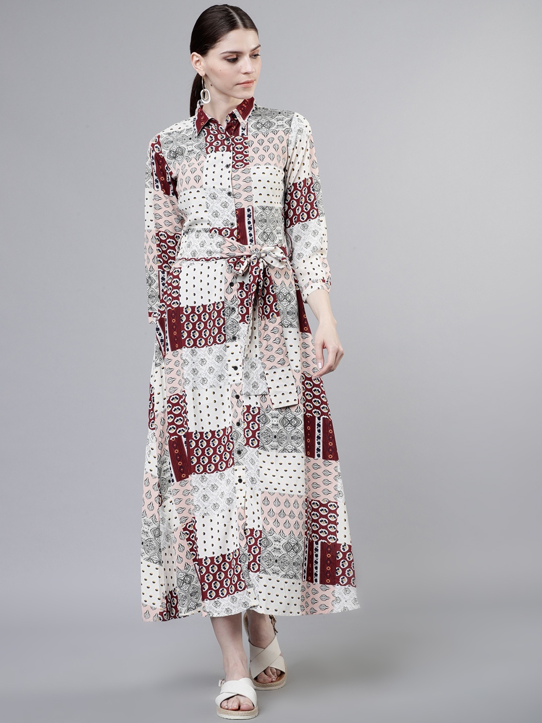 

Tokyo Talkies Women White Printed Shirt Dress