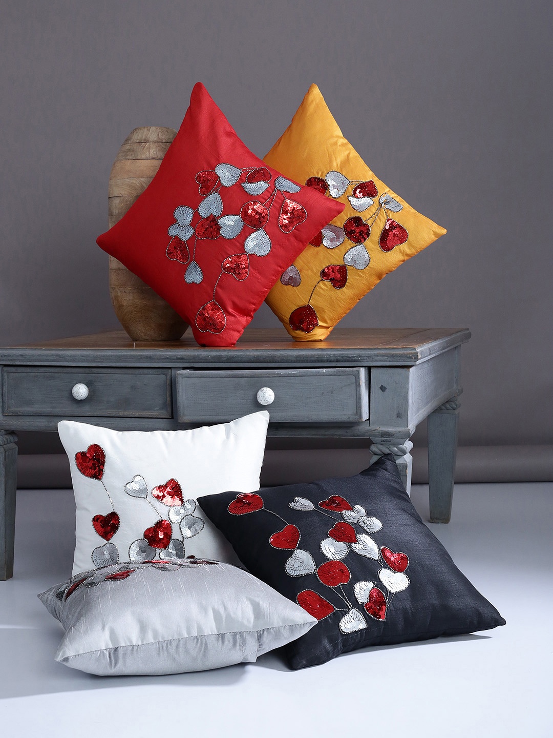 

Alina decor Set of 5 Embellished Square Cushion Covers, Multi