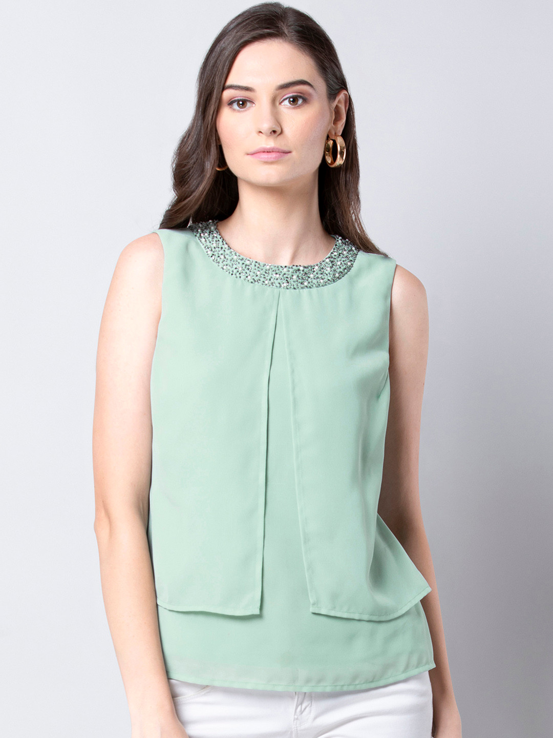 

FabAlley Women Green Solid Top