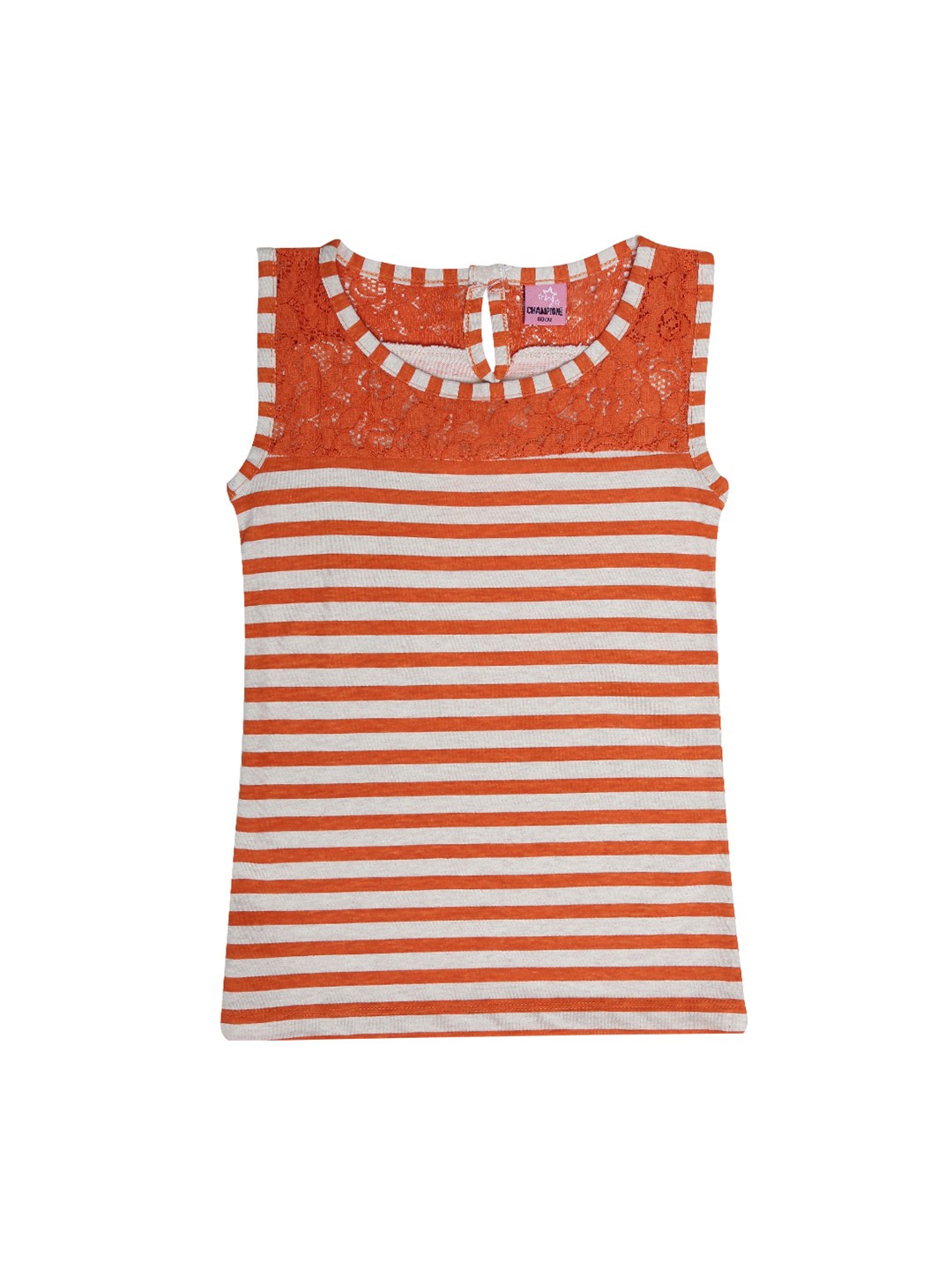 

Dollar Champion Kidswear Girls Orange Striped Pure Cotton Top