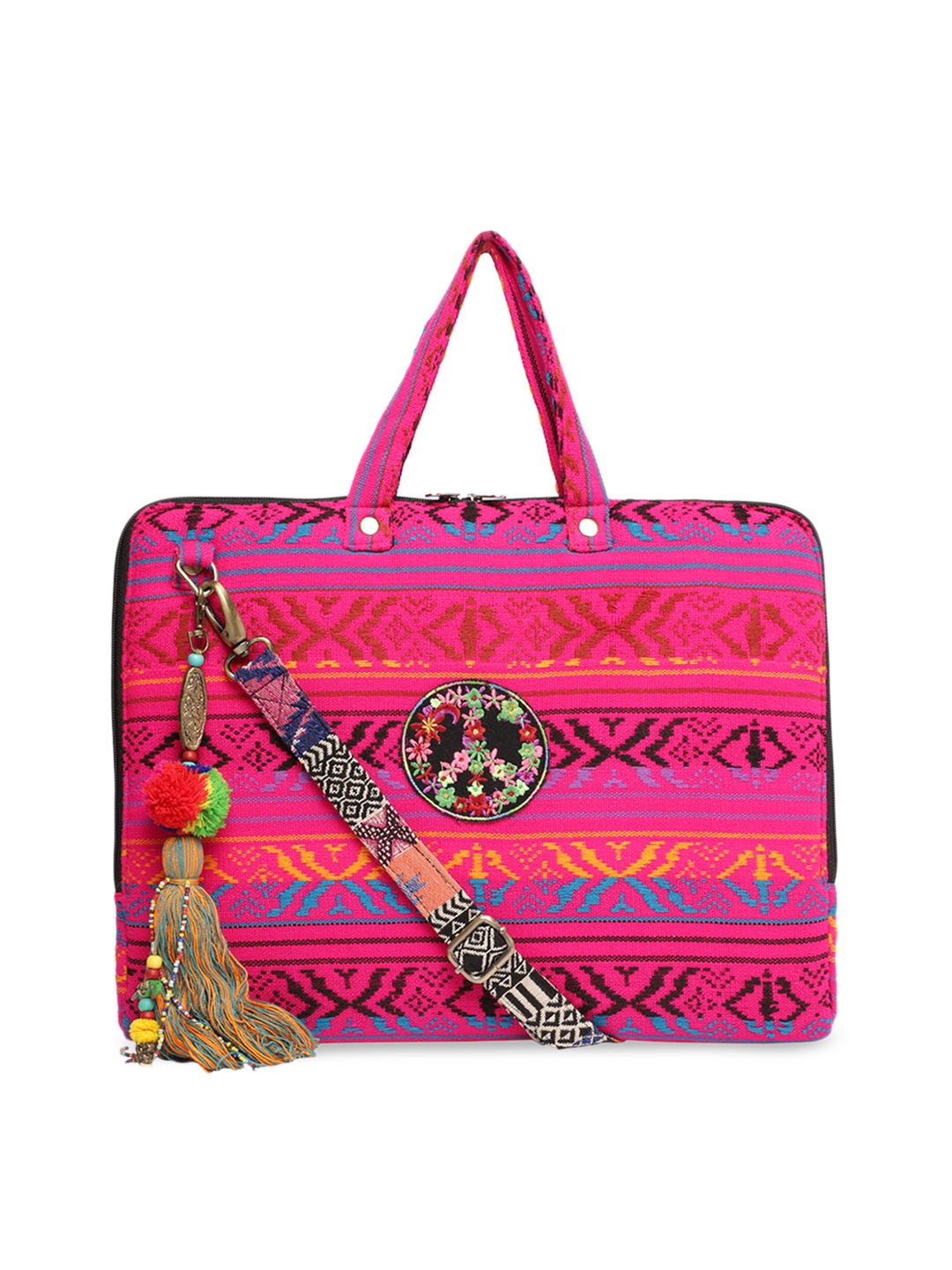

The House of Tara Women Pink Textured Laptop Bag