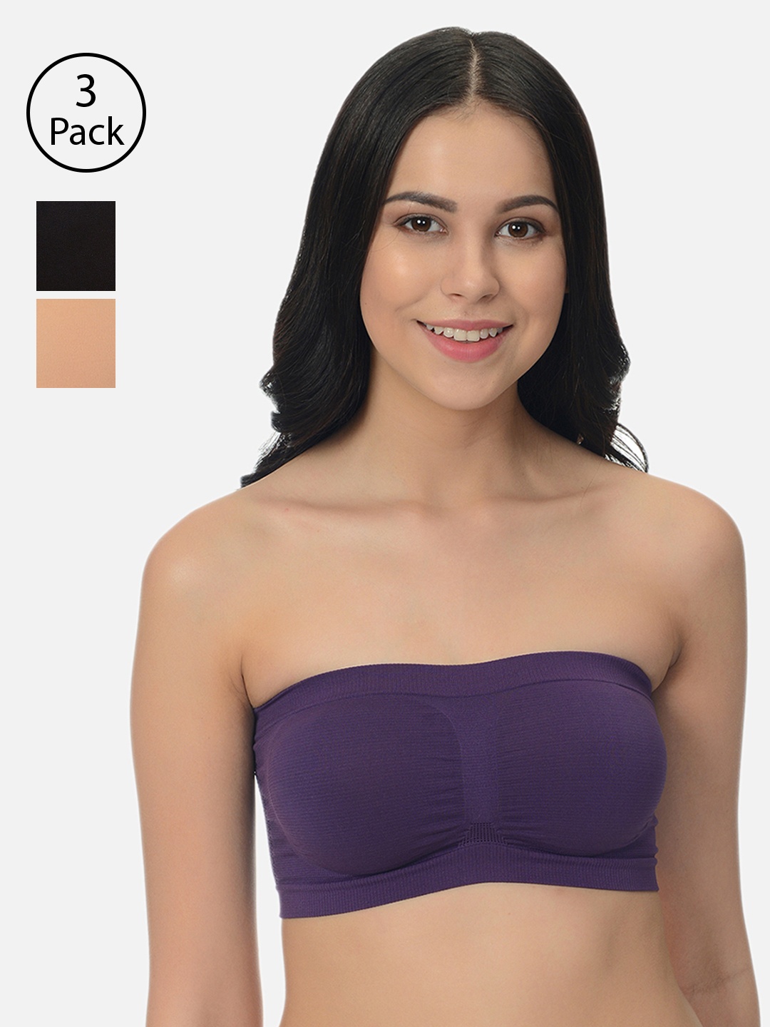 

mod & shy Pack of 3 Assorted Solid Non-Wired Non Padded Bandeau Bras MS464766