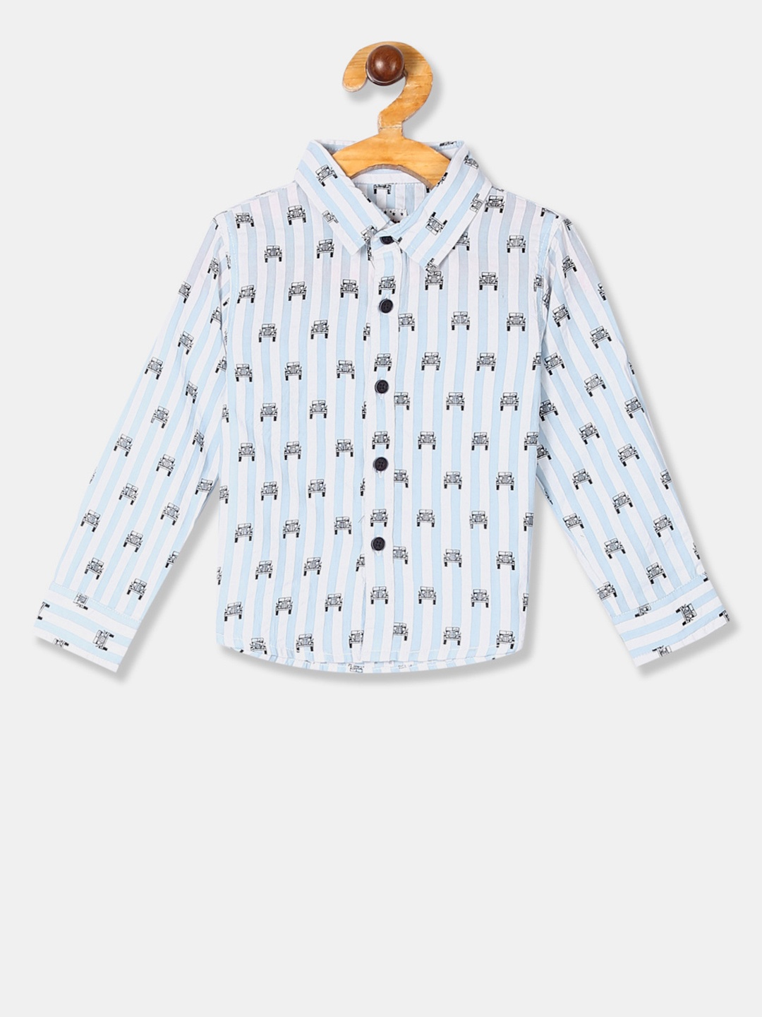 

Donuts Boys Blue & White Regular Fit Printed Casual Shirt