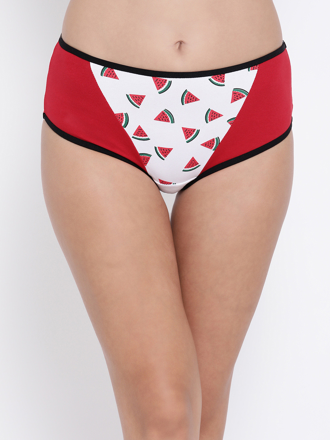 

Clovia Women Red & White Printed Mid-Rise Hipster Brief PN3385A04S