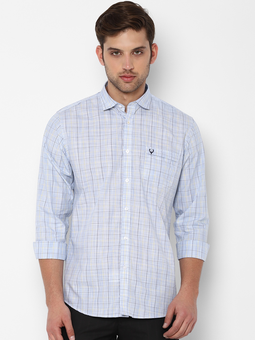 

Allen Solly Men Blue & Grey Slim Fit Checked Casual Shirt