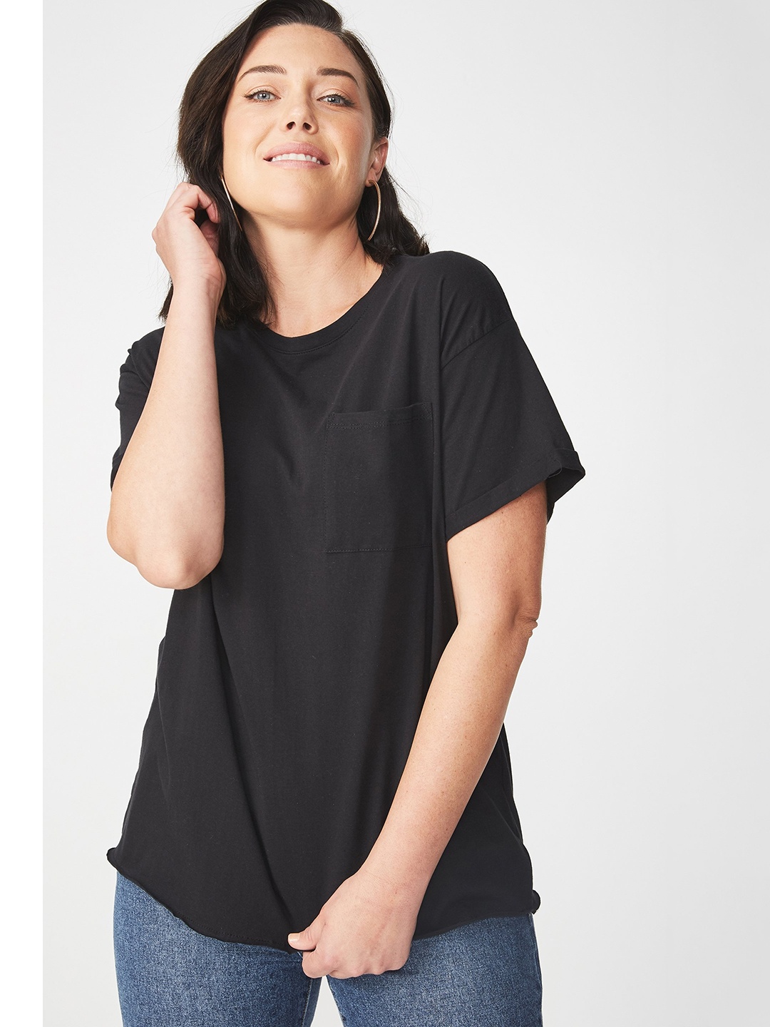 

COTTON ON Women Black Solid Round Neck T-shirt