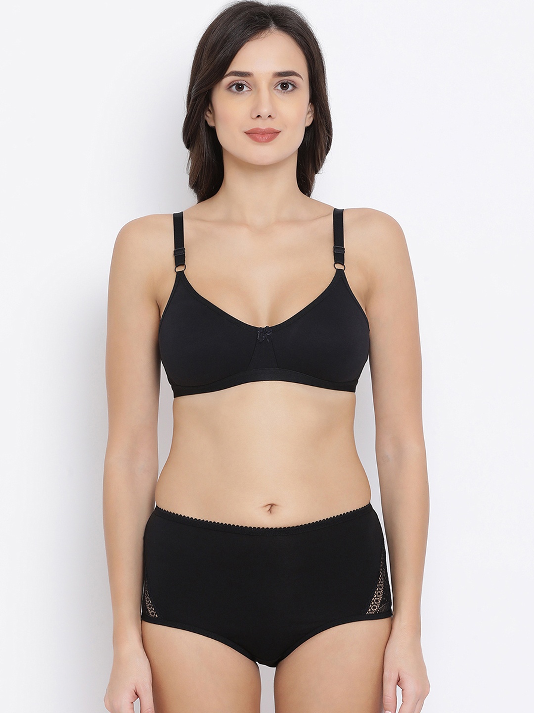 

Clovia Women Black Solid Lingerie Set COMBBP80432B