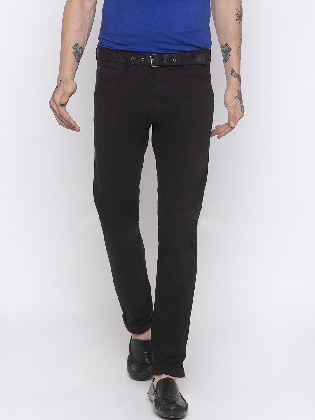 

Globus Men Black Slim Fit Solid Regular Trousers