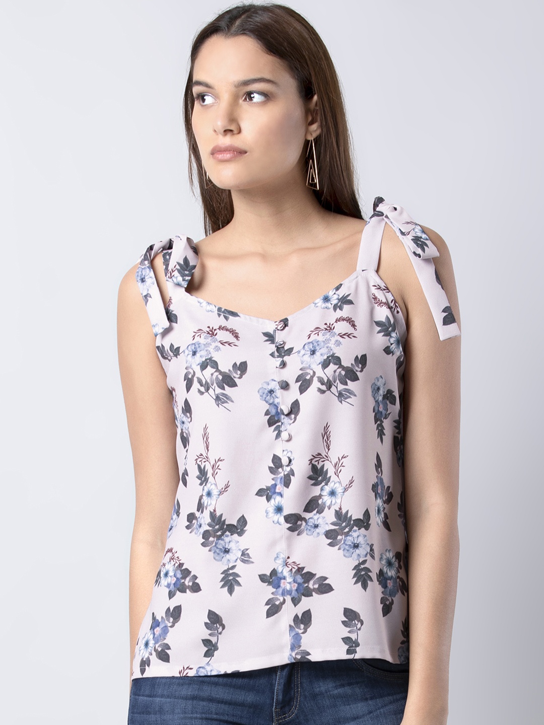 

FabAlley Women Off-White Printed A-Line Top