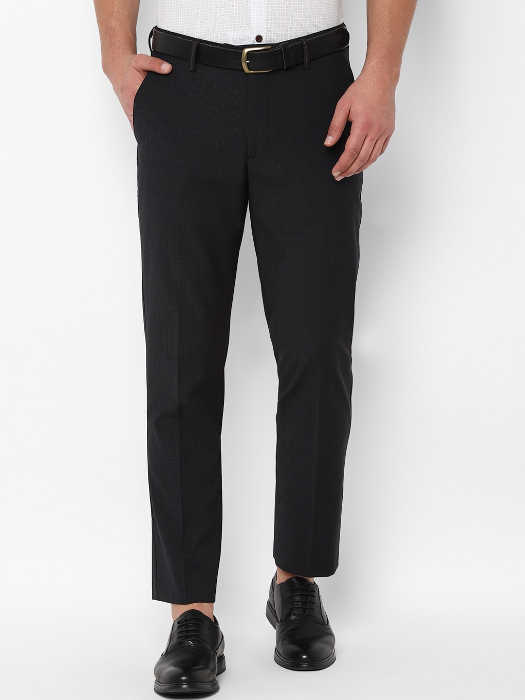 

SIMON CARTER LONDON Men Black Slim Fit Checked Formal Trousers