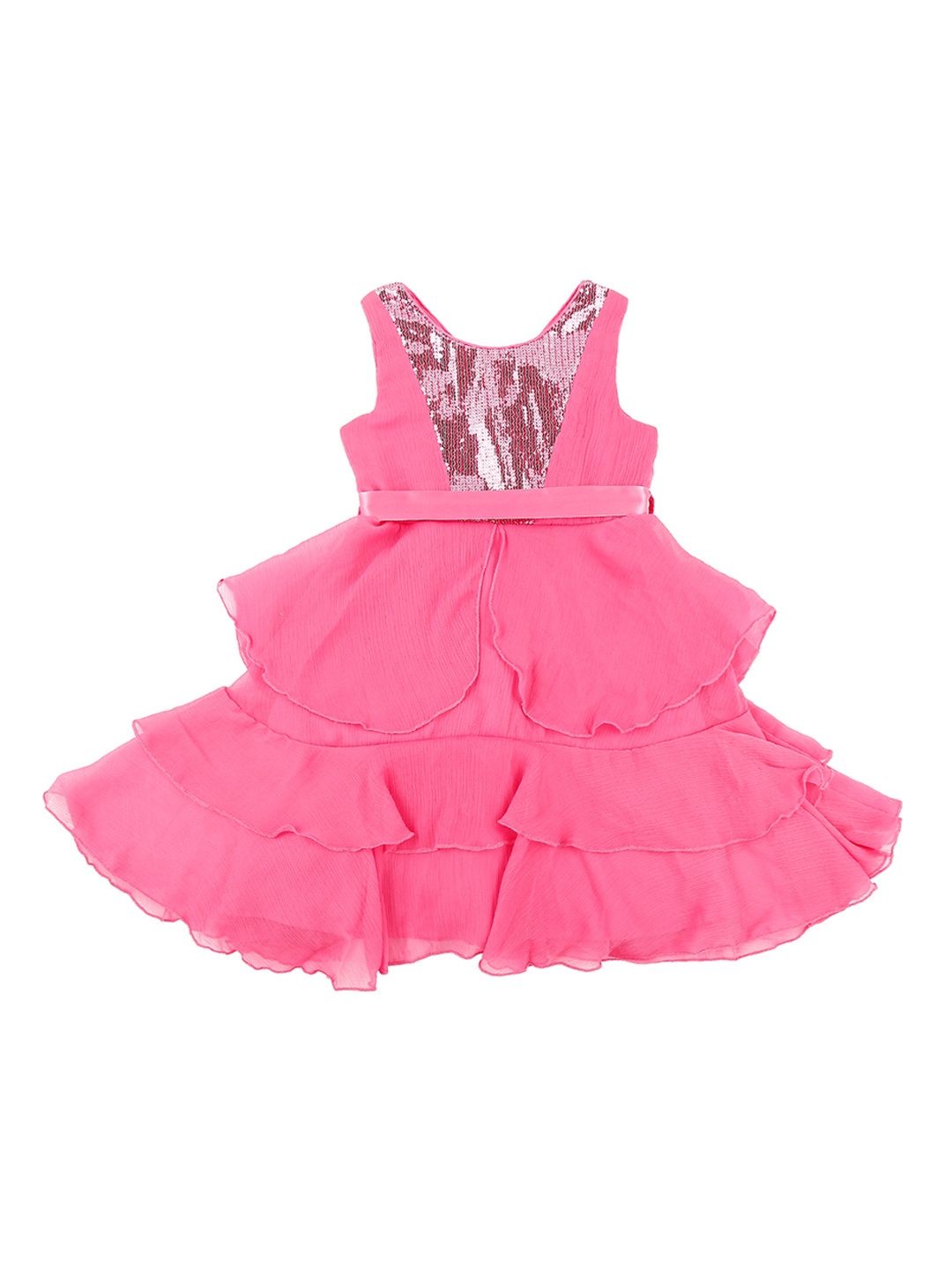 

Pantaloons Junior Girls Pink Denim Embellished Fit and Flare Dress