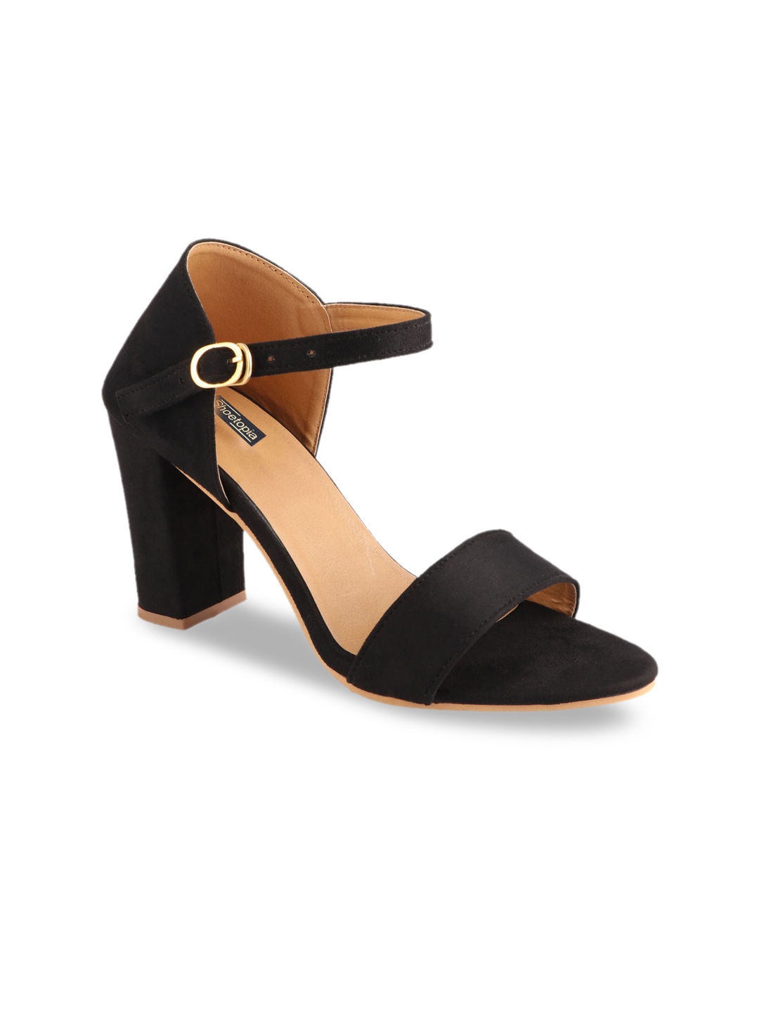 

Shoetopia Women Black Solid Suede Heels