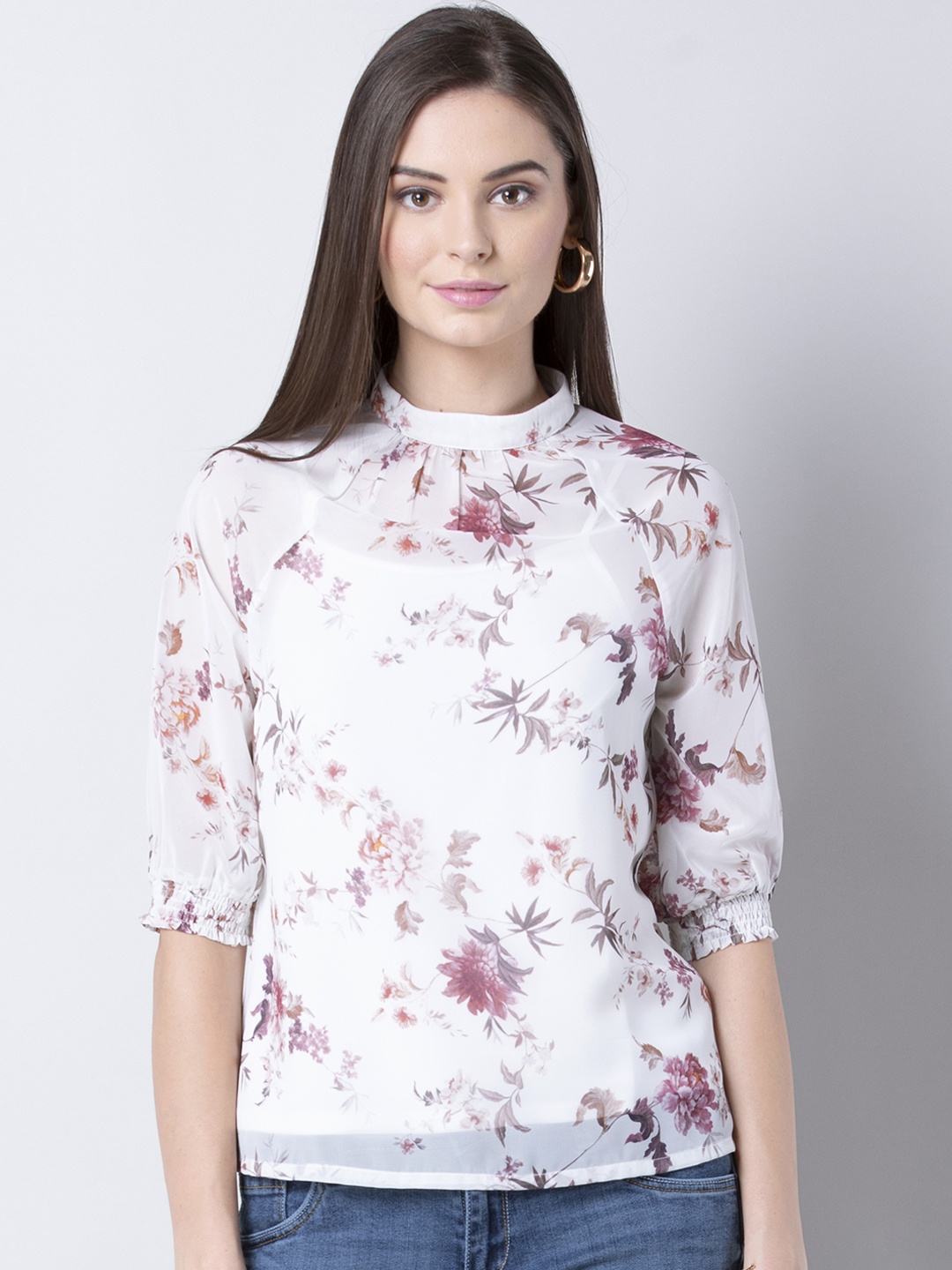 

FabAlley Women White Printed Top
