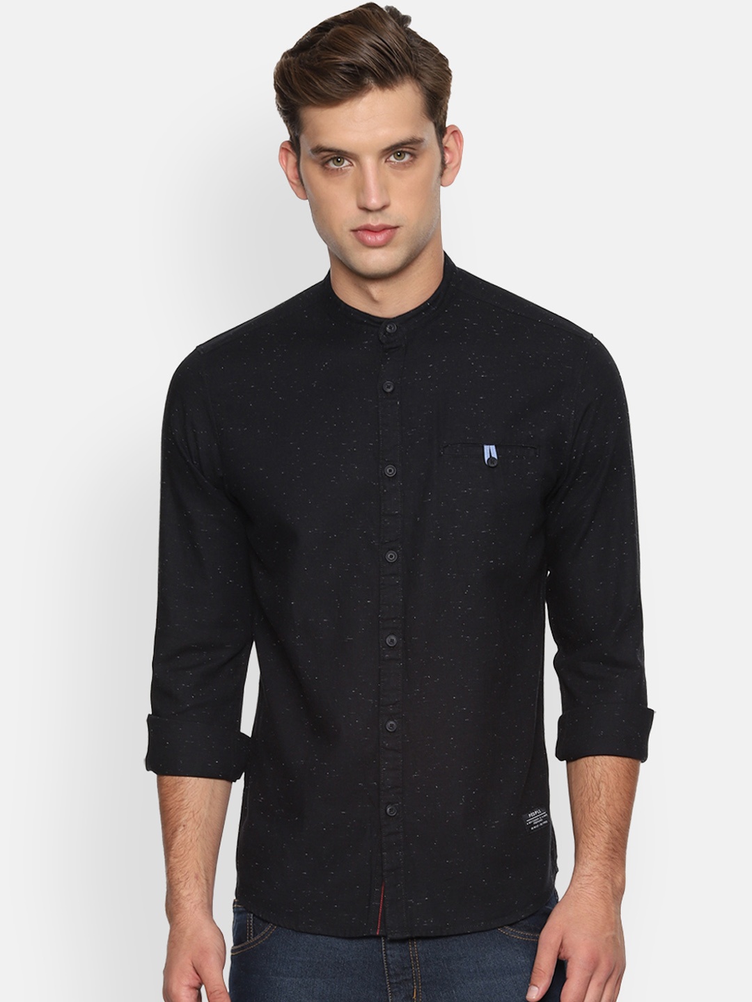 

People Men Black Regular Fit Solid Casual Shirt