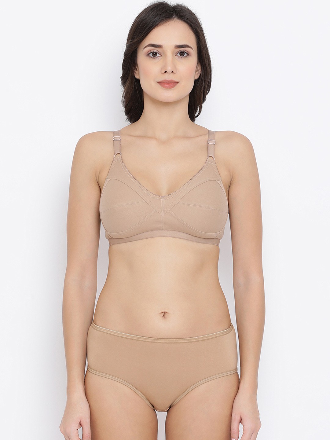 

Clovia Women Nude-Coloured Solid Lingerie Set COMBBP26032B