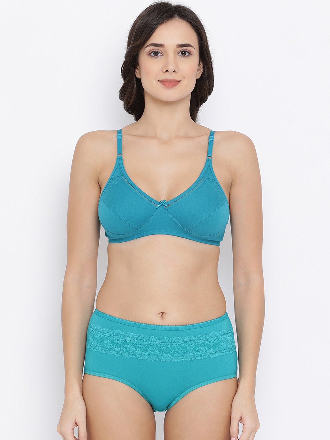 

Clovia Women Turquoise Blue Solid Lingerie Set COMBBP45932B