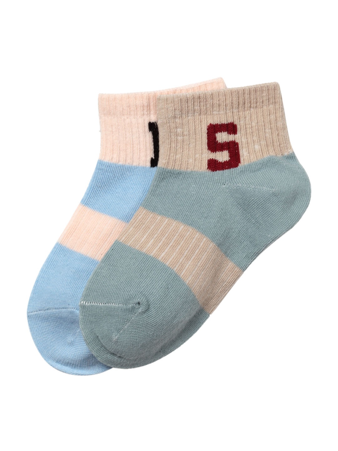 

J Style Kids Pack of 2 Colourblocked Ankle Length Socks, Assorted