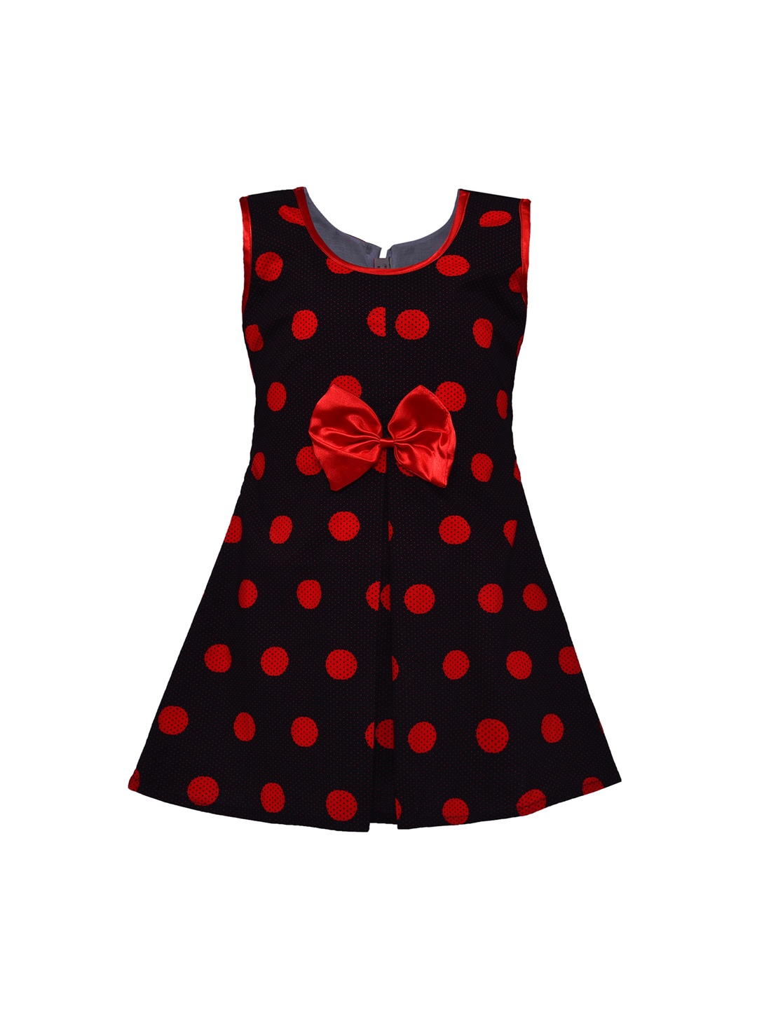 

Wish Karo Girls Black Polka Dot Print Fit and Flare Dress