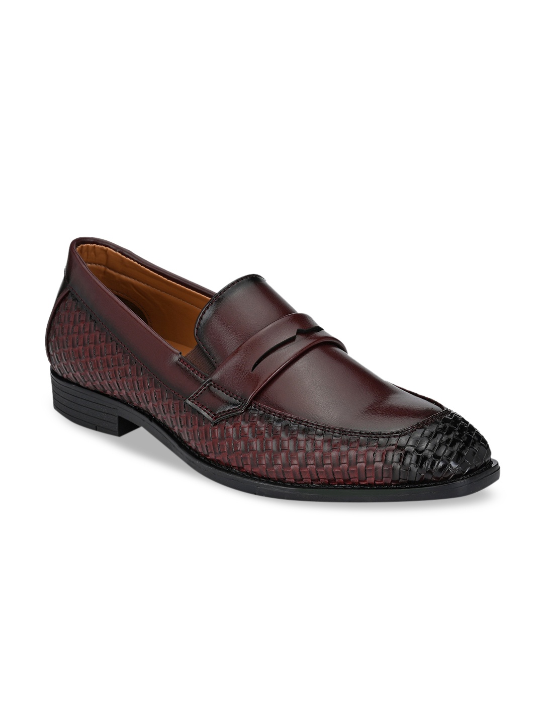 

Prolific Men Brown Textured Formal Slip-Ons
