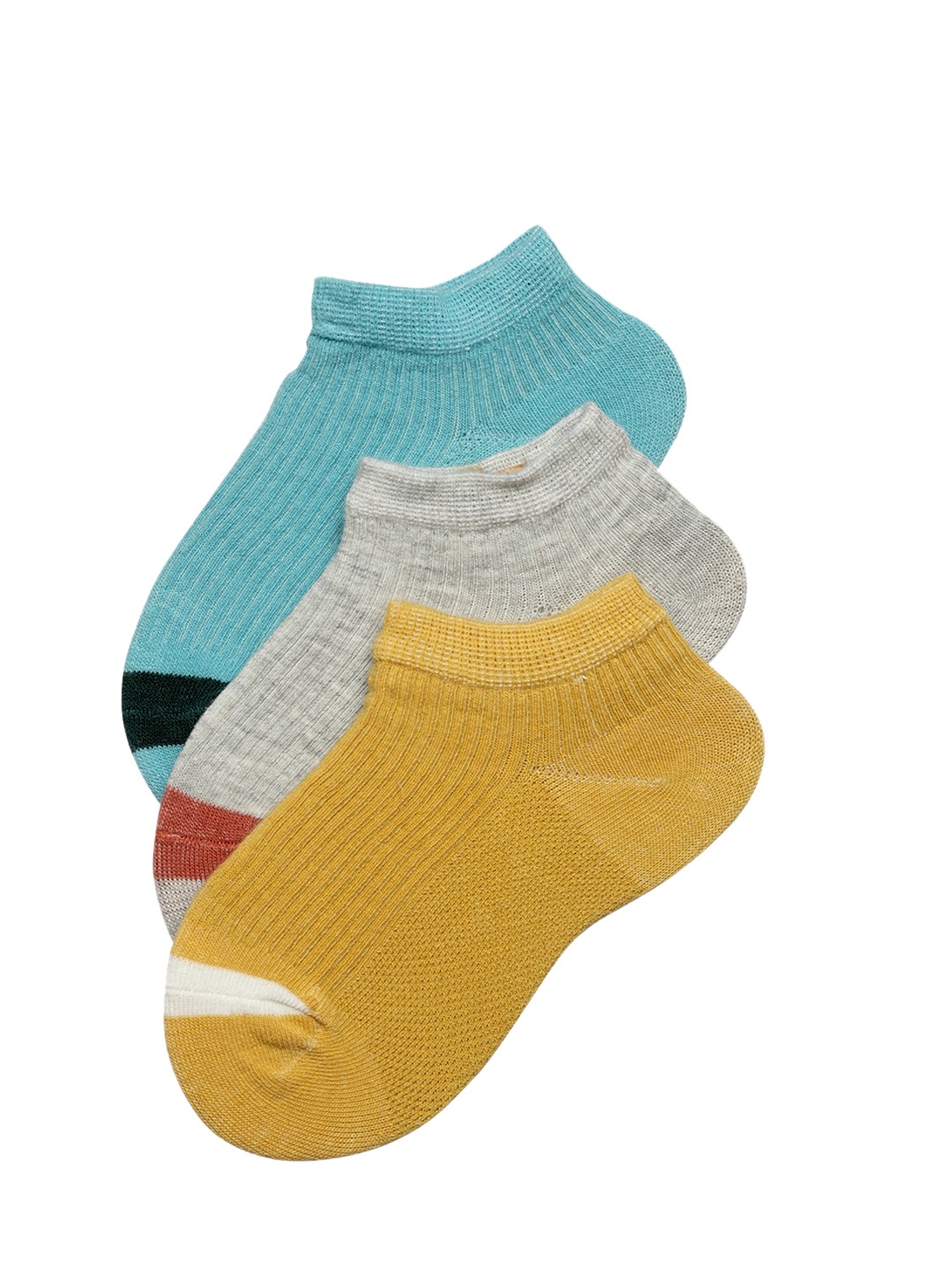 J Style Kids Pack of 3 Solid Ankle Length Socks, Mustard