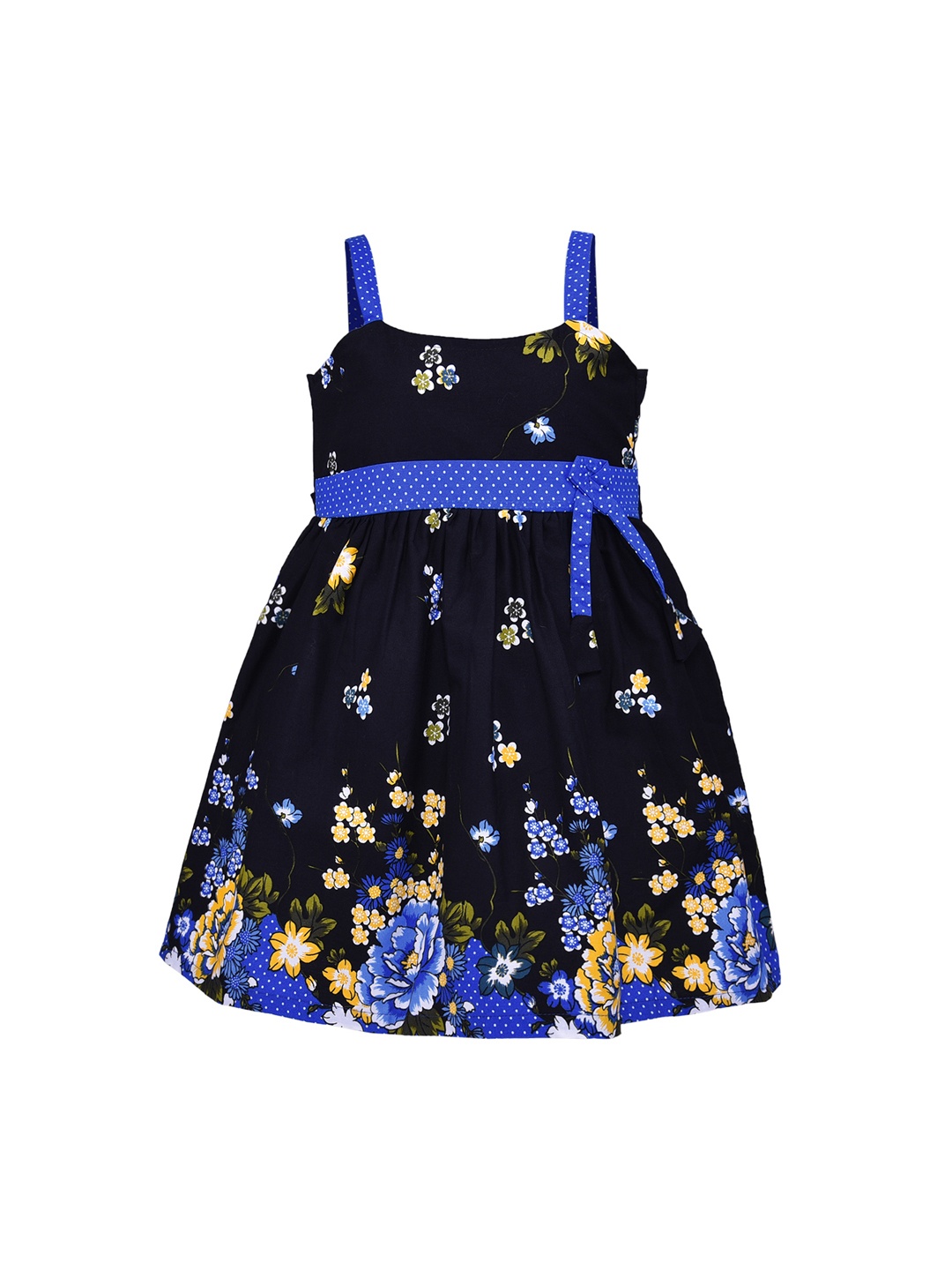 

Wish Karo Girls Blue Floral Print Fit and Flare Dress