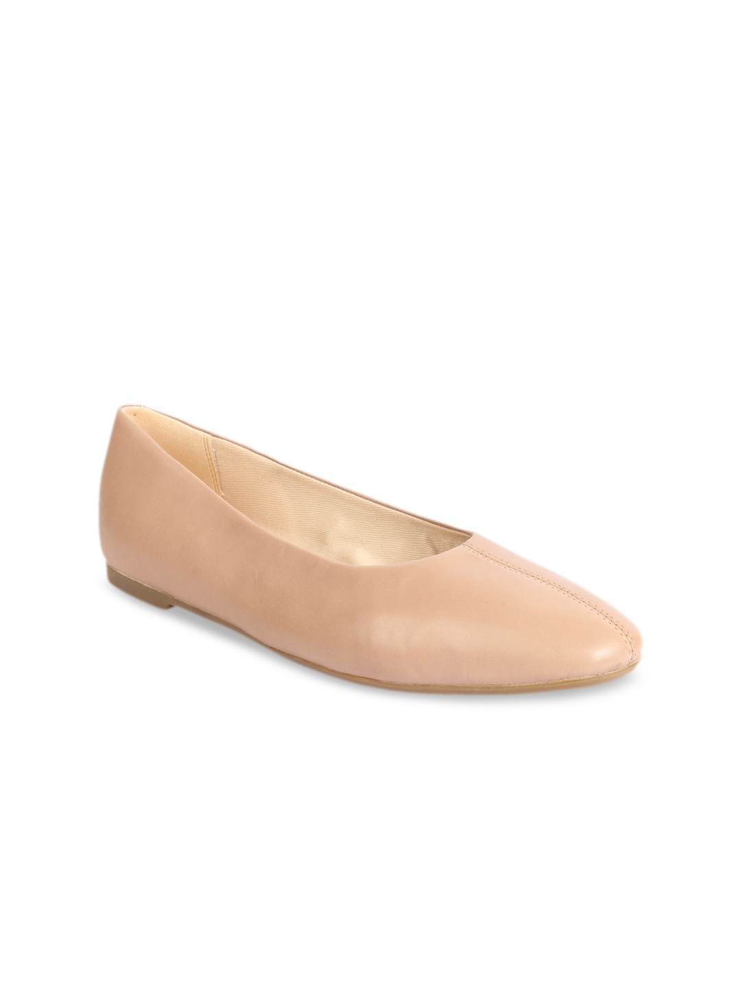

Clarks Women Beige Solid Leather Ballerinas