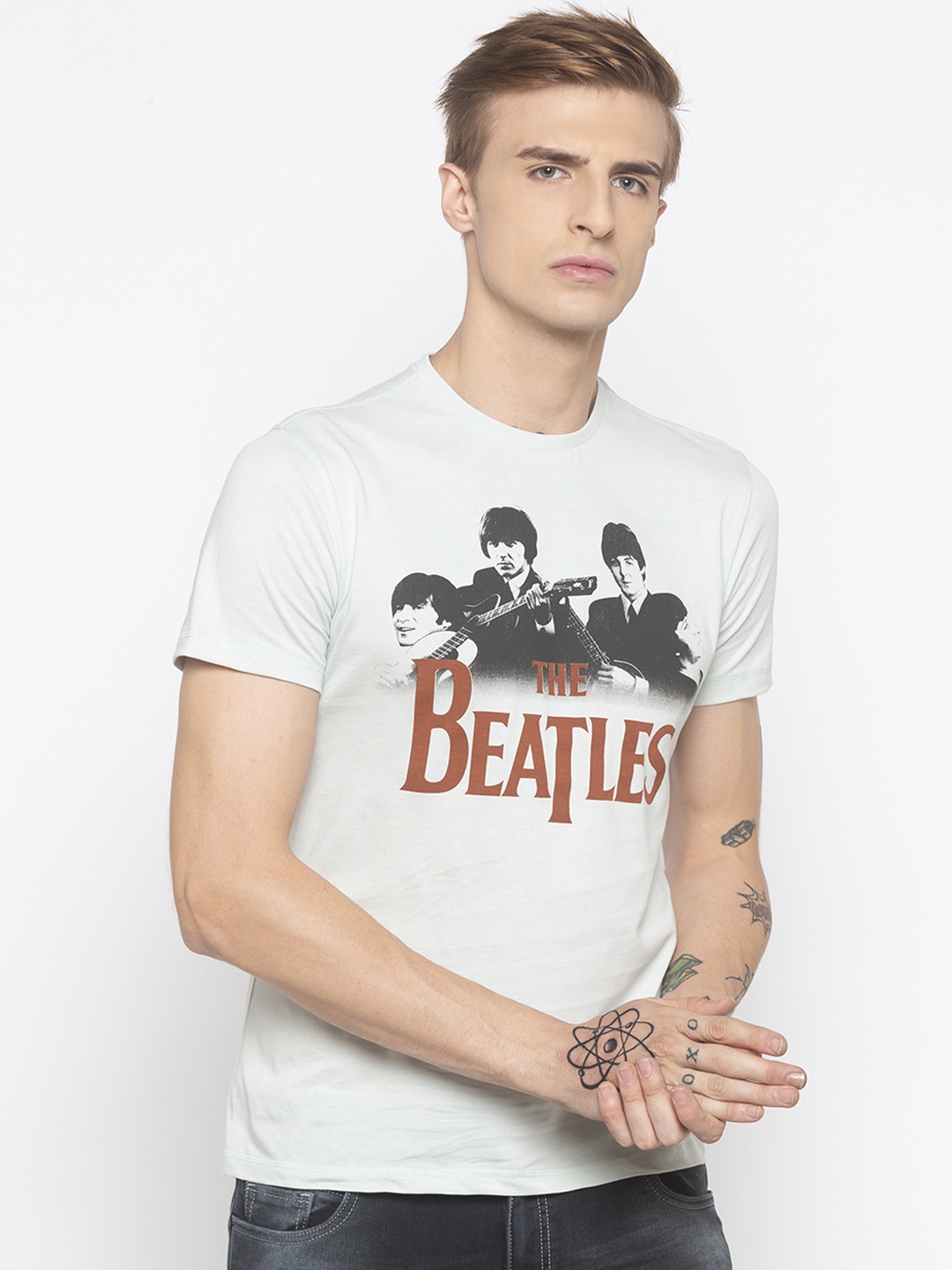 

Globus Men Green Slim Fit Printed Round Neck T-shirt