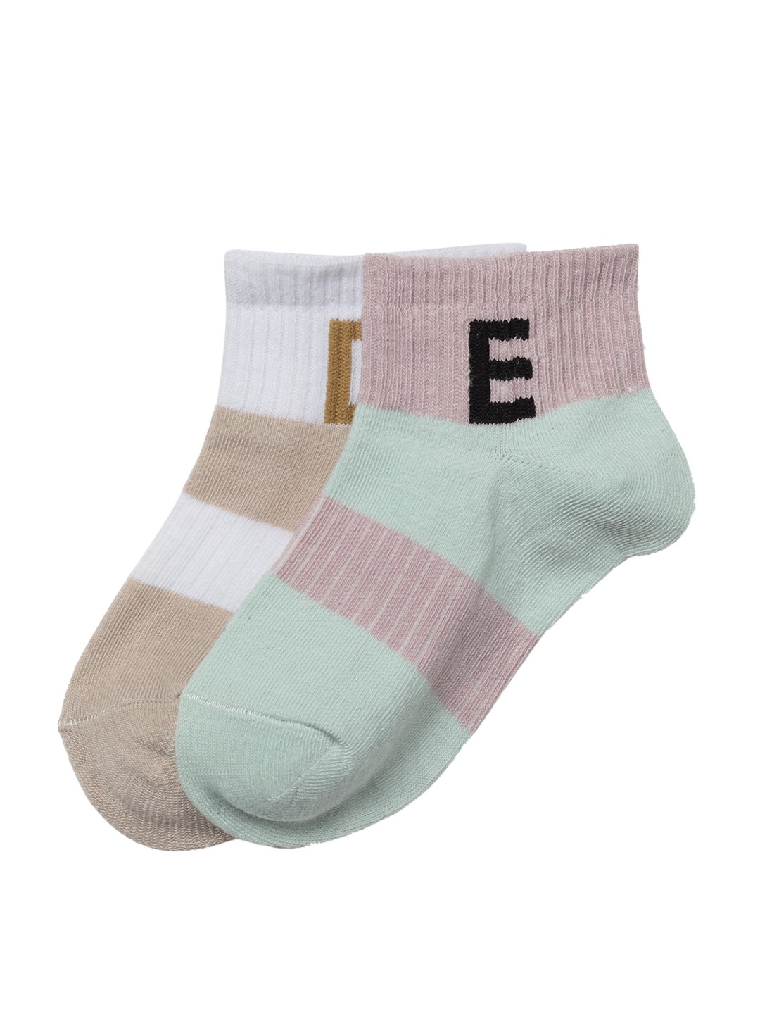

J Style Kids Pack of 2 Colourblocked Ankle Length Socks, Beige