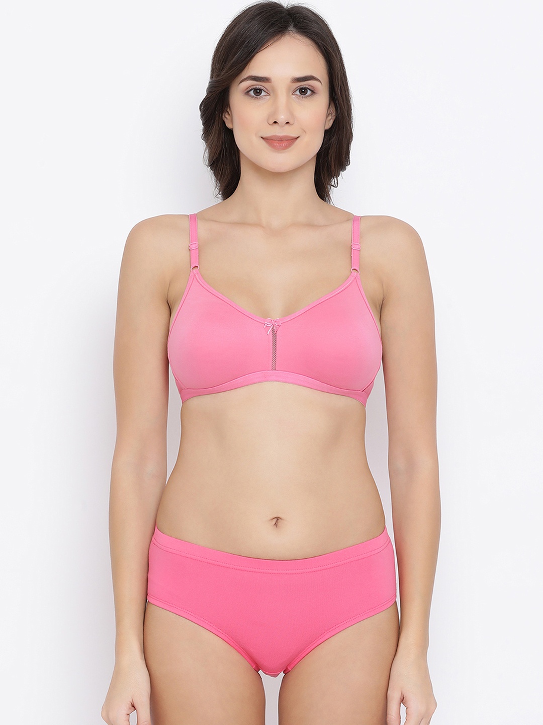 

Clovia Women Pink Solid Lingerie Set COMBBP51632B