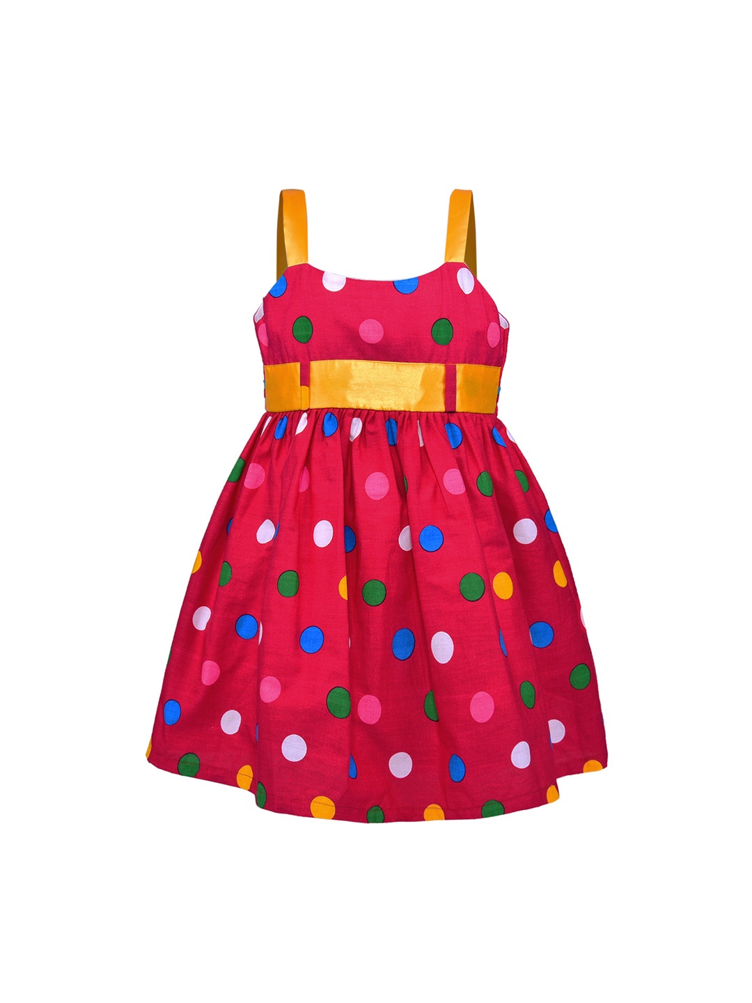 

Wish Karo Girls Pink Polka Dots Fit and Flare Dress