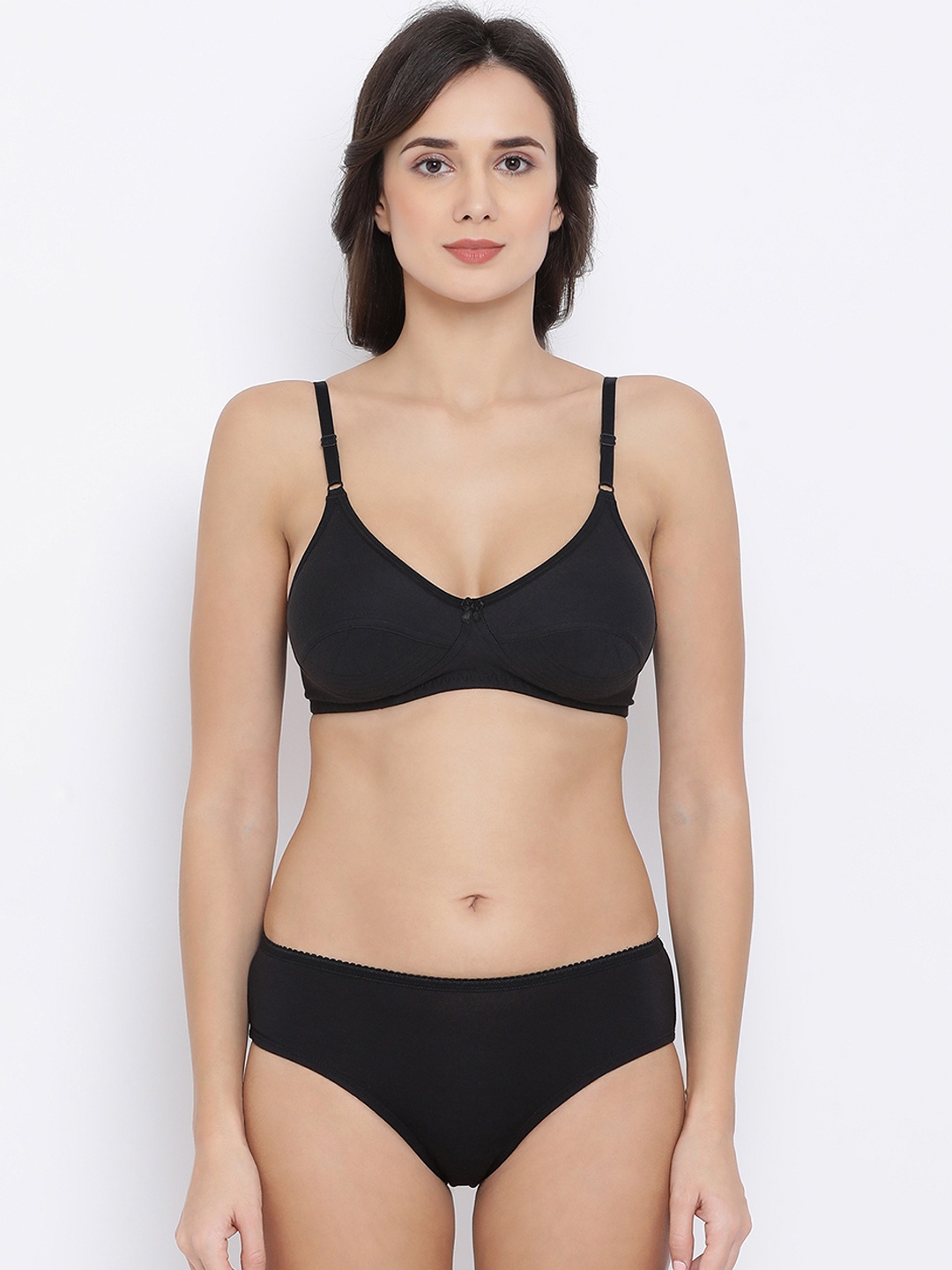 

Clovia Women Black Solid Lingerie Set COMBBP82432B
