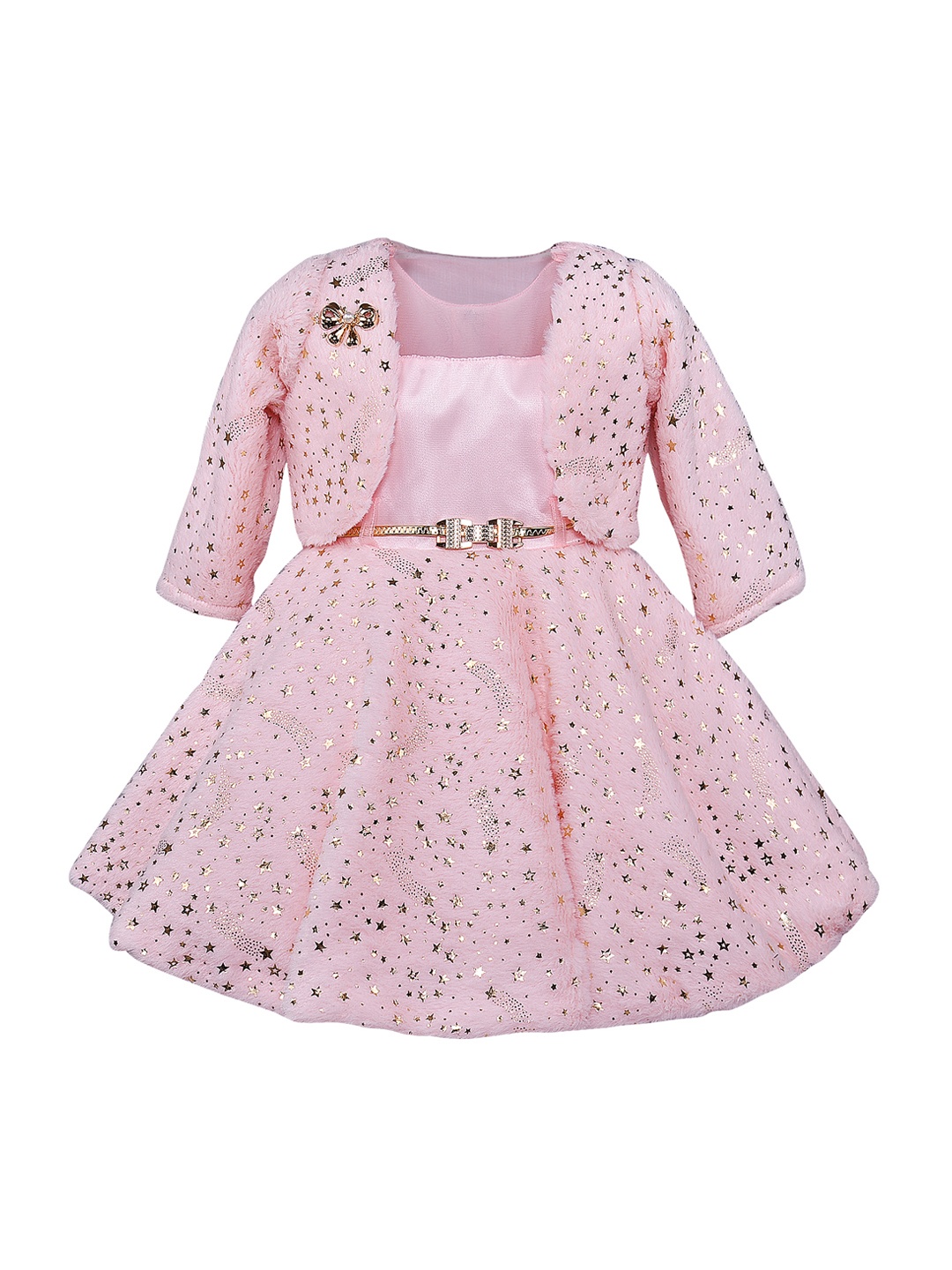 

Wish Karo Girls Pink Printed Fit and Flare Dress