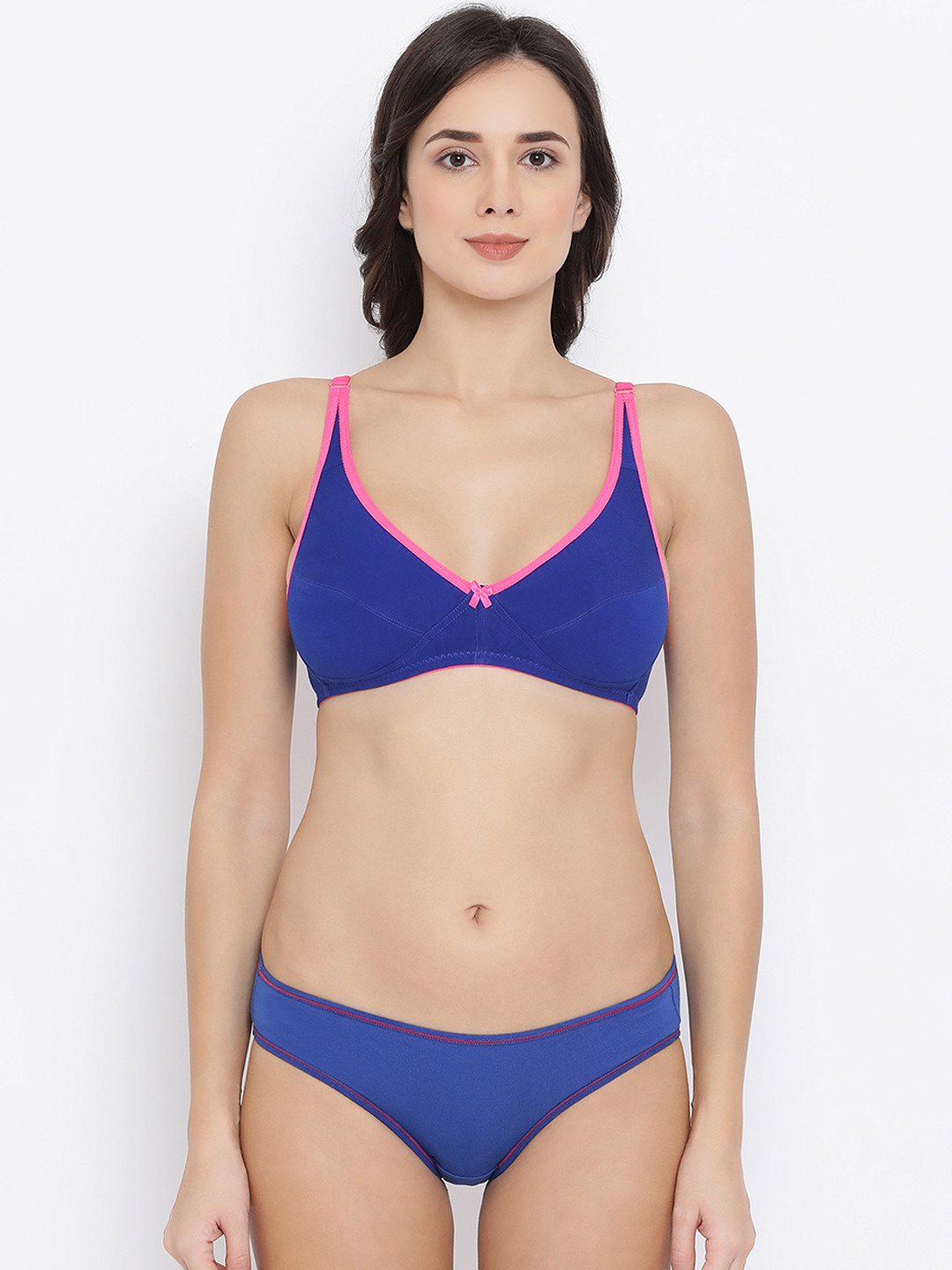 

Clovia Women Blue Solid Lingerie Set COMBBP58132B