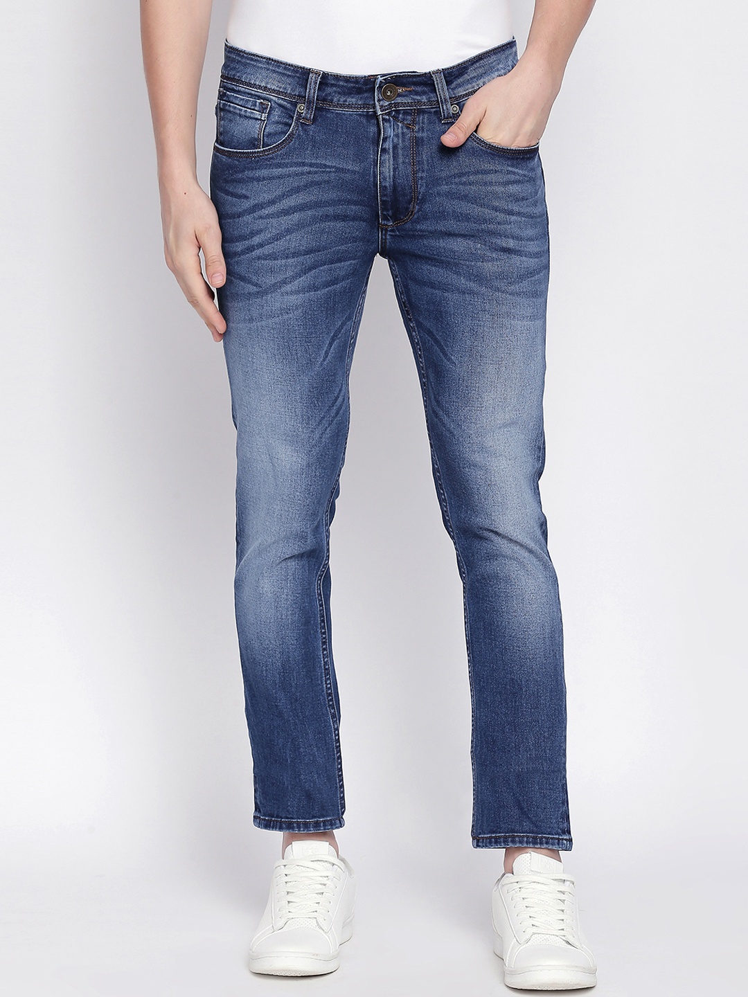 

Basics Men Navy Blue Skinny Fit Low-Rise Clean Look Stretchable Jeans