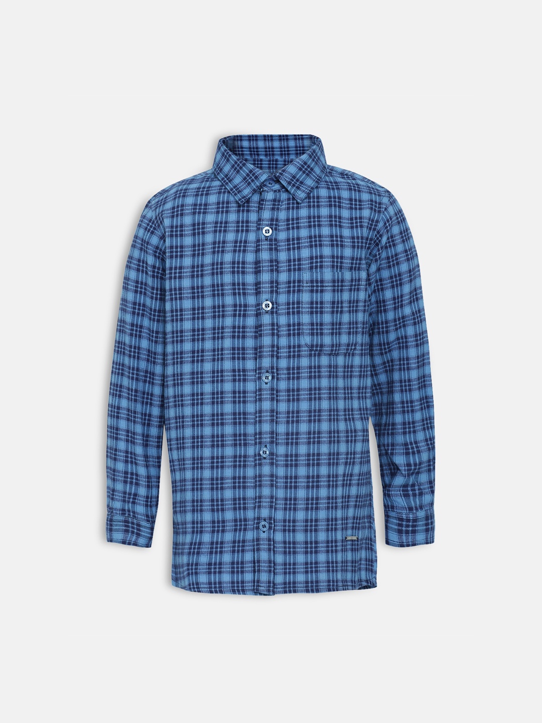 Oxolloxo Boys Blue Regular Fit Checked Casual Shirt
