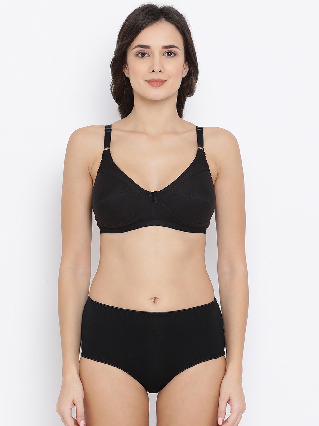 

Clovia Women Black Solid Lingerie Set COMBBP28532B