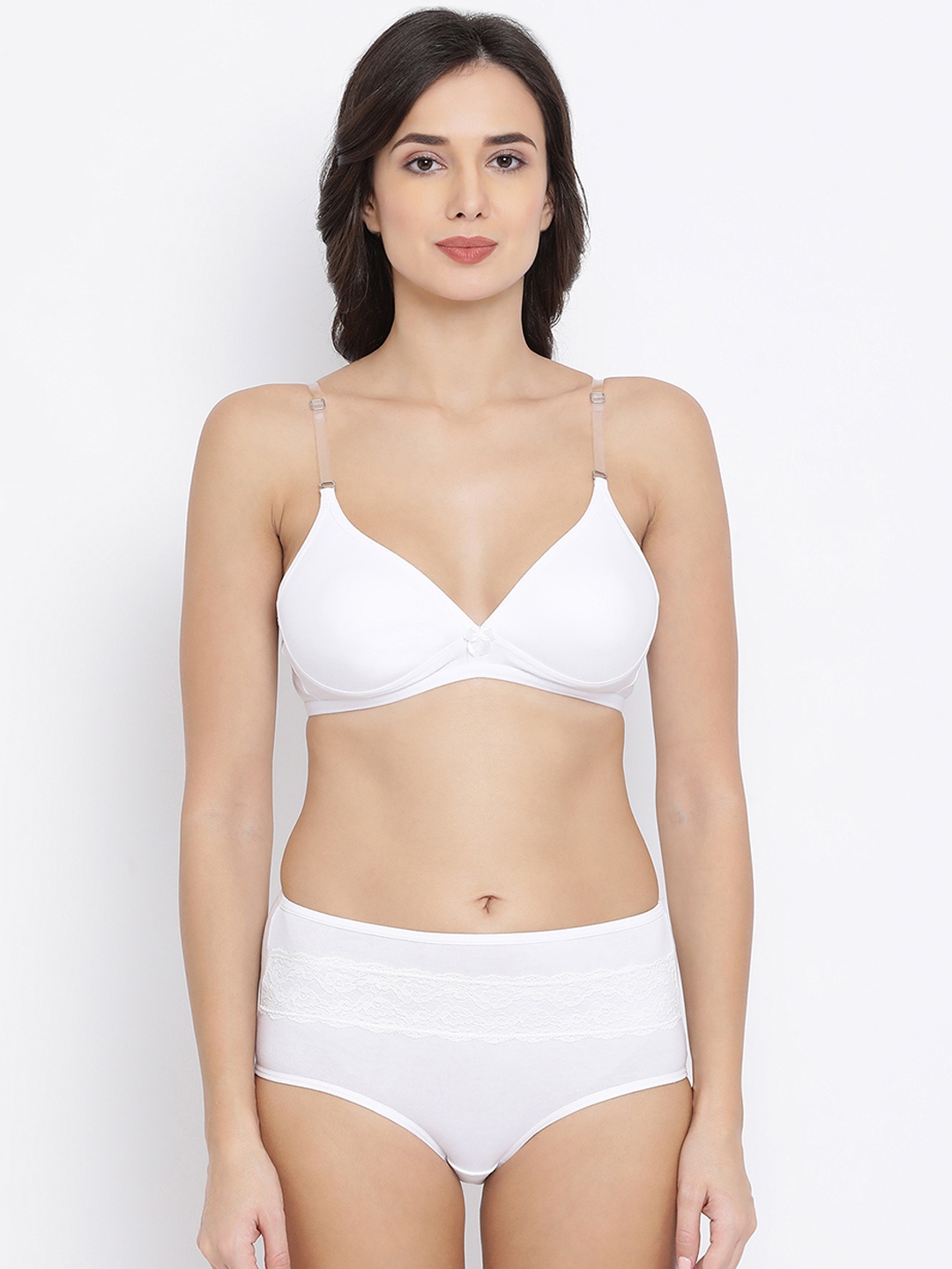 

Clovia Women White Solid Lingerie Set COMBBP62032B