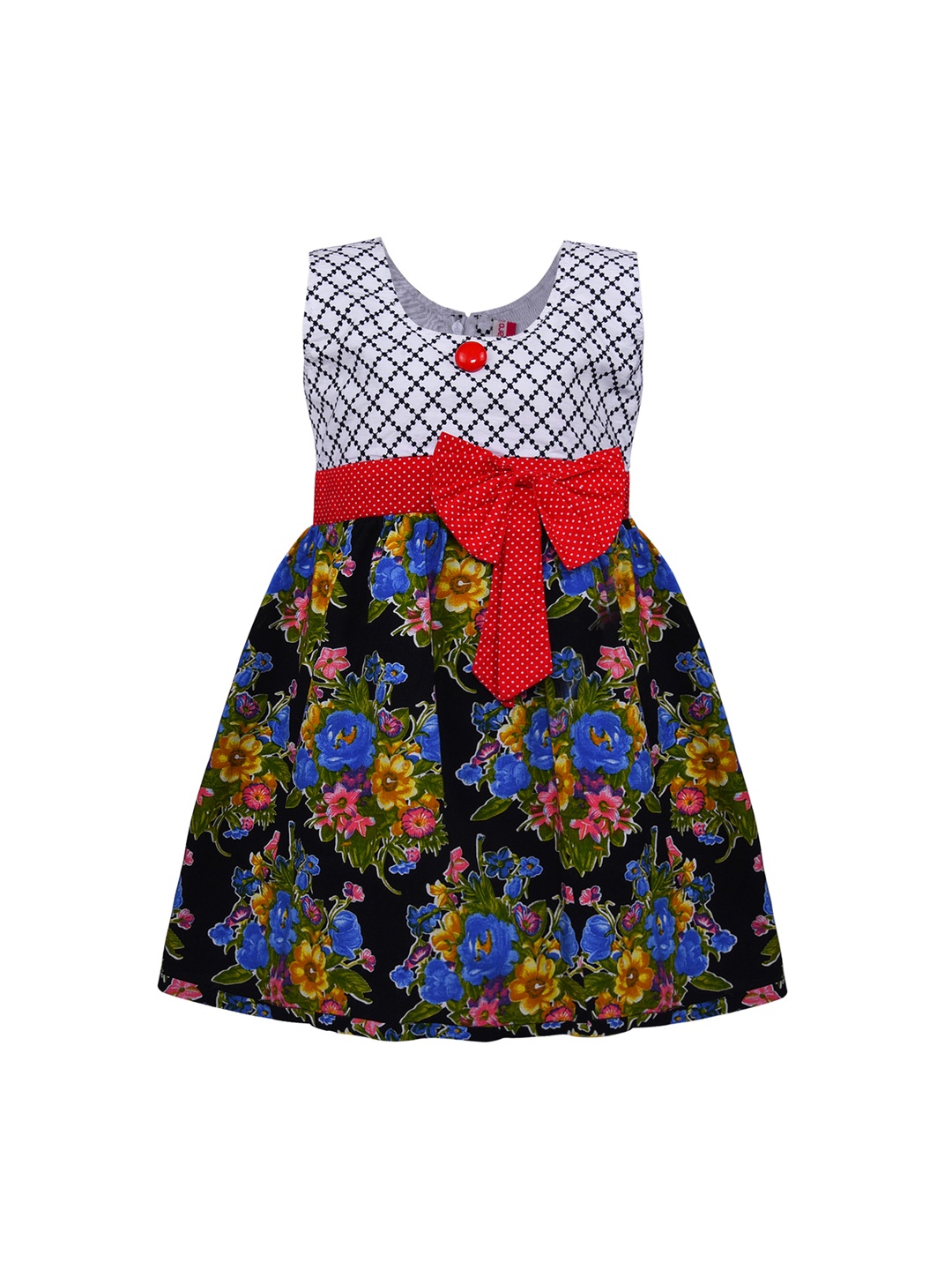 

Wish Karo Girls Red Floral Printed Fit and Flare Dress