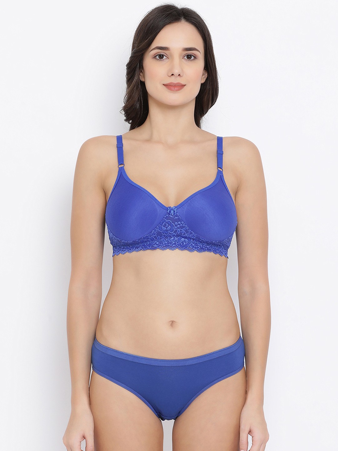 

Clovia Women Blue Solid Lingerie Set COMBBP89732B
