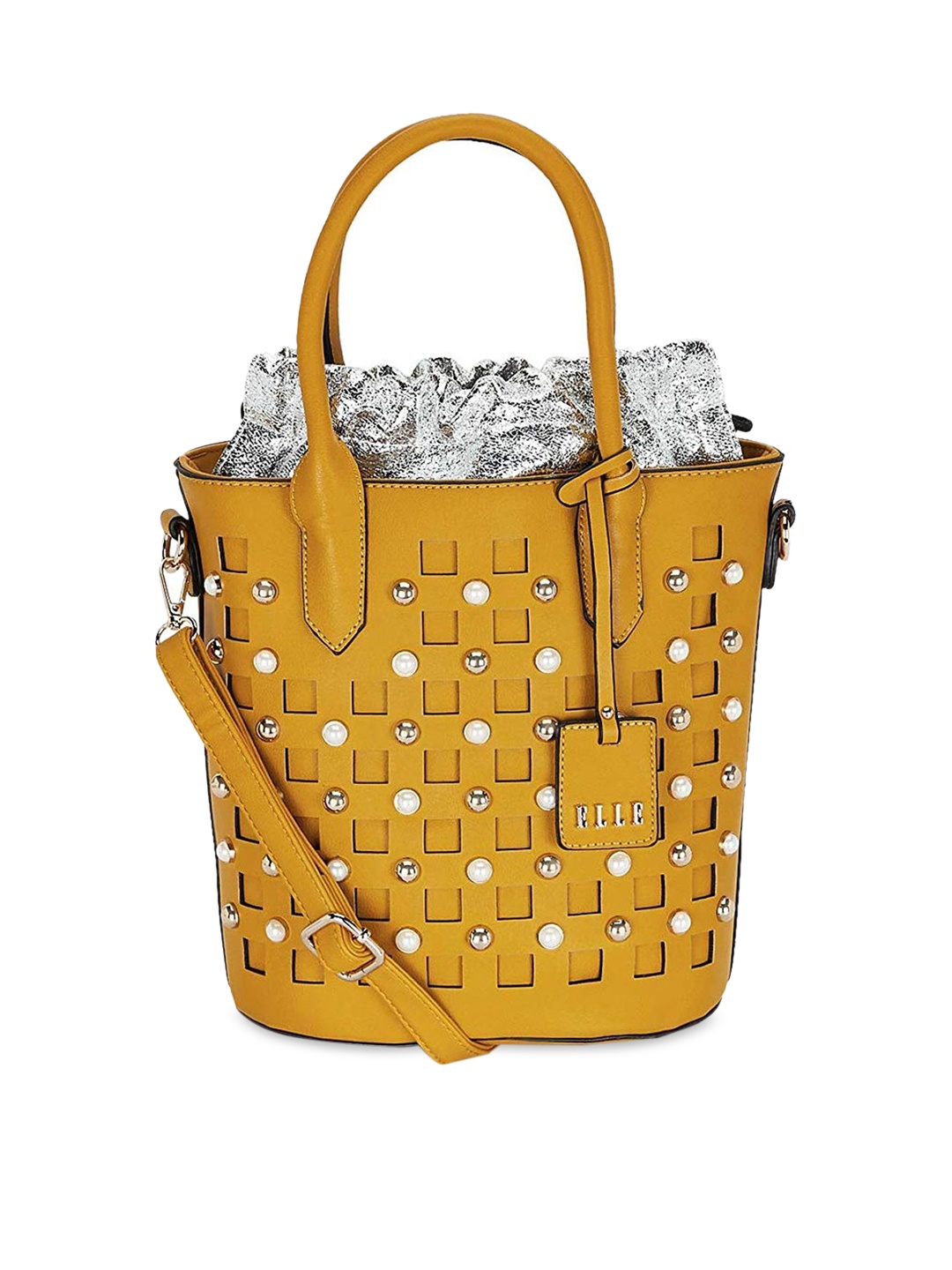 

ELLE Yellow Embellished Handheld Bag