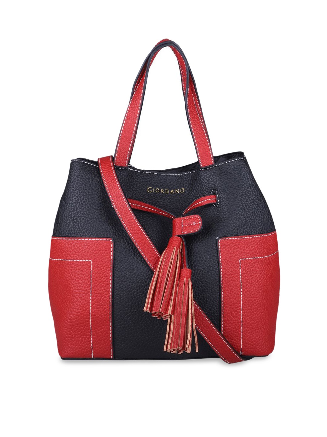 

GIORDANO Red & Black Colourblocked Handheld Bag