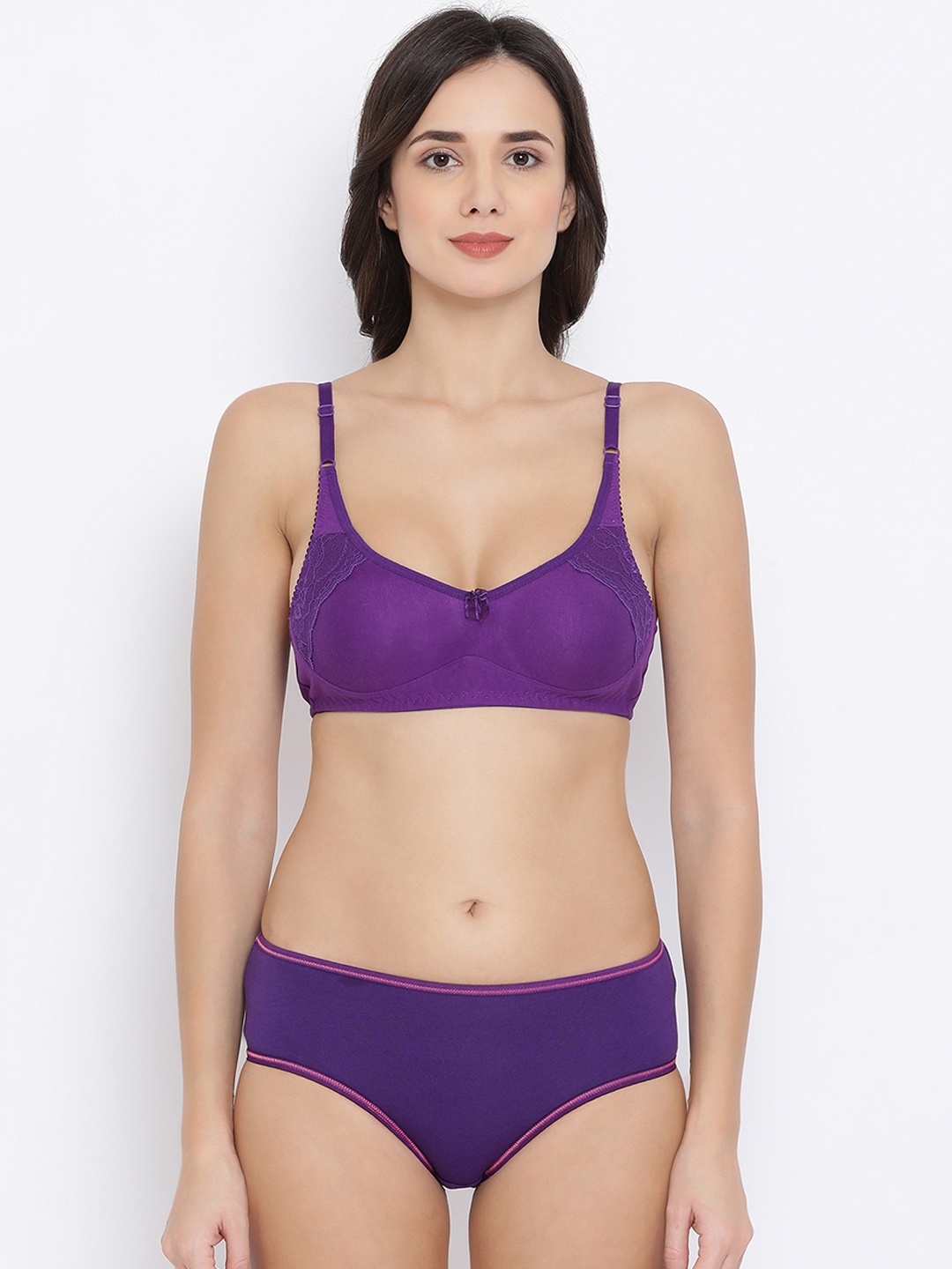 

Clovia Women Purple Solid Lingerie Set COMBBP74932B