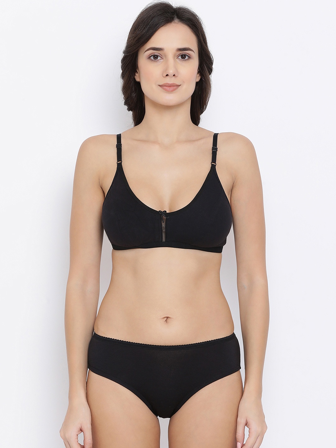 

Clovia Women Black Solid Lingerie Set COMBBP92232B