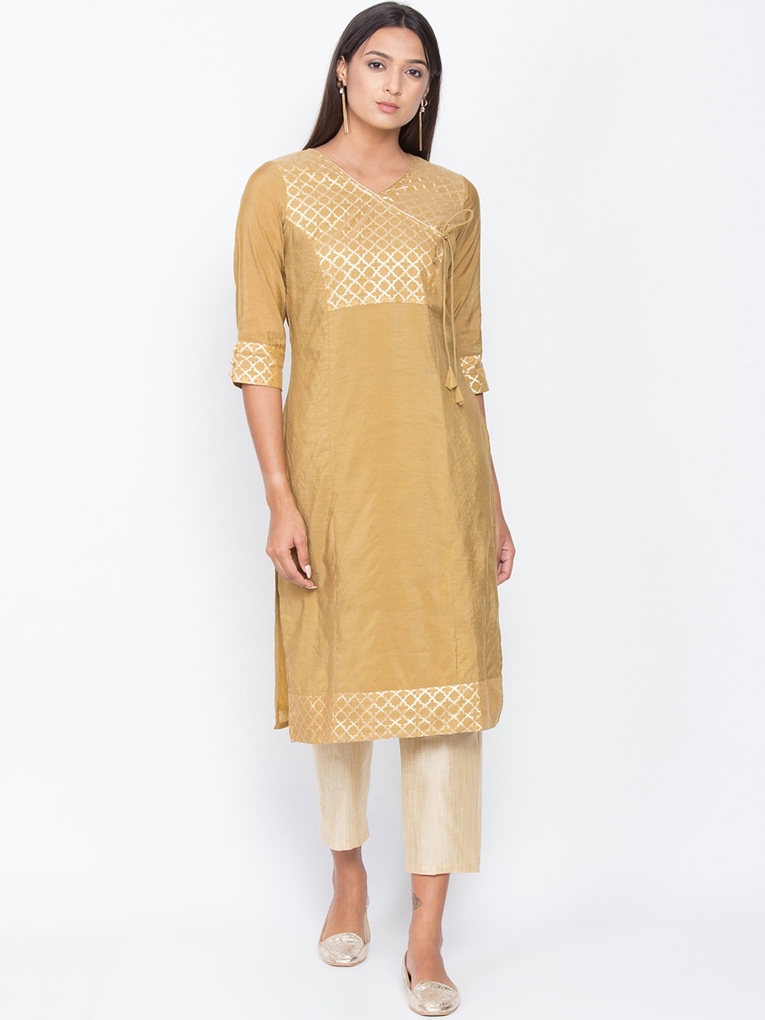 

Be Indi Women Beige Yoke Design Kurta with Palazzos