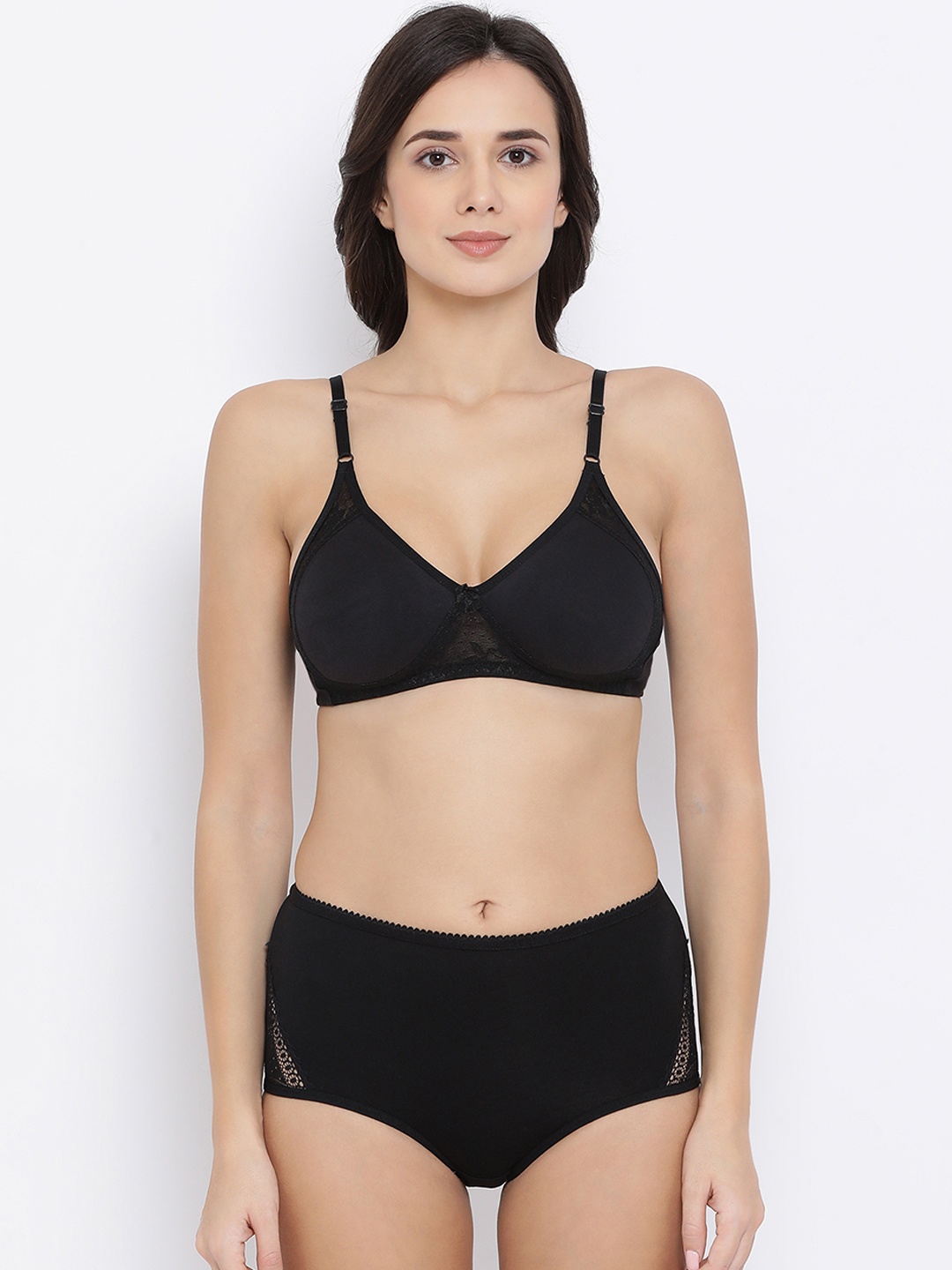 

Clovia Women Black Solid Lingerie Set COMBBP88232B